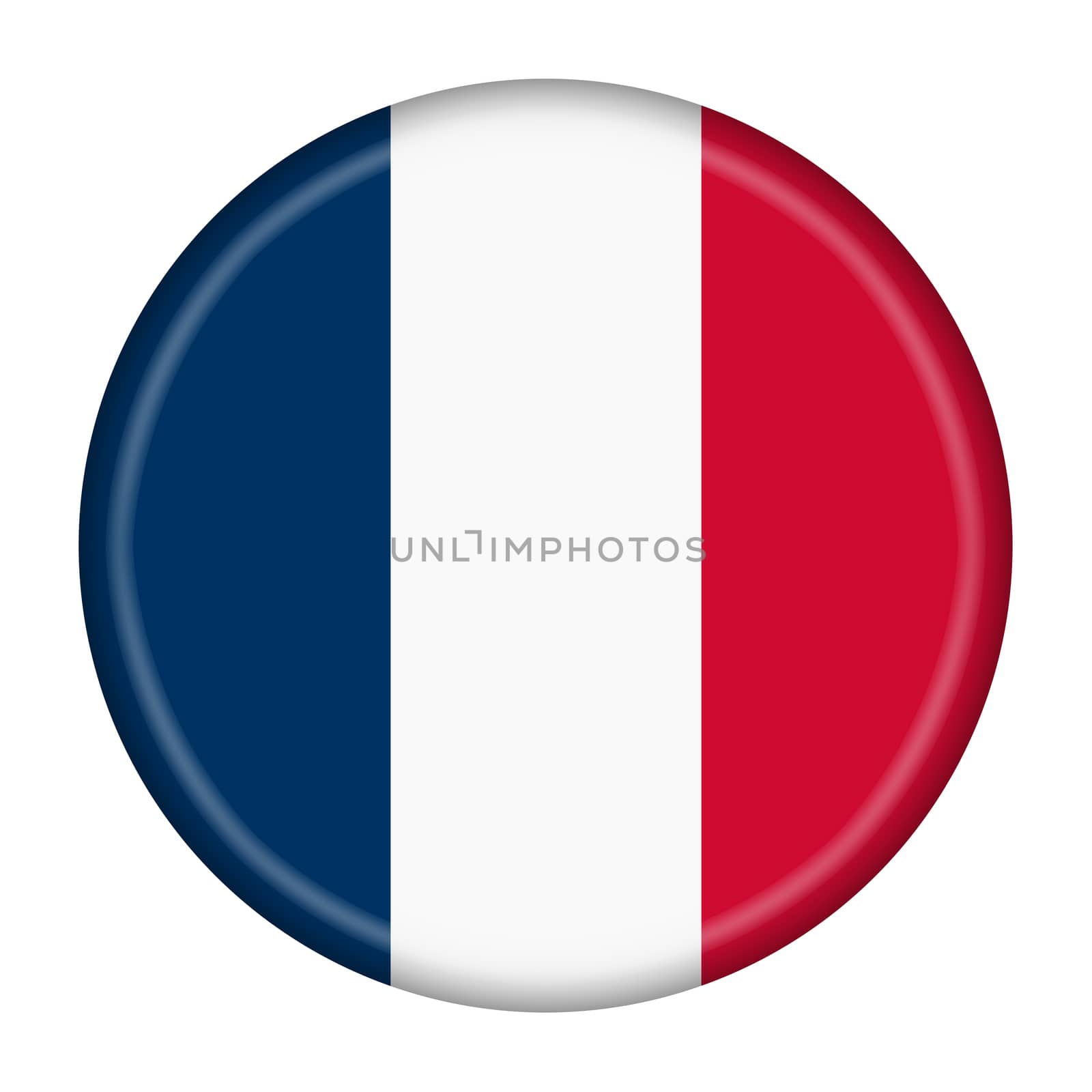 A France tricolor button illustration with clipping path