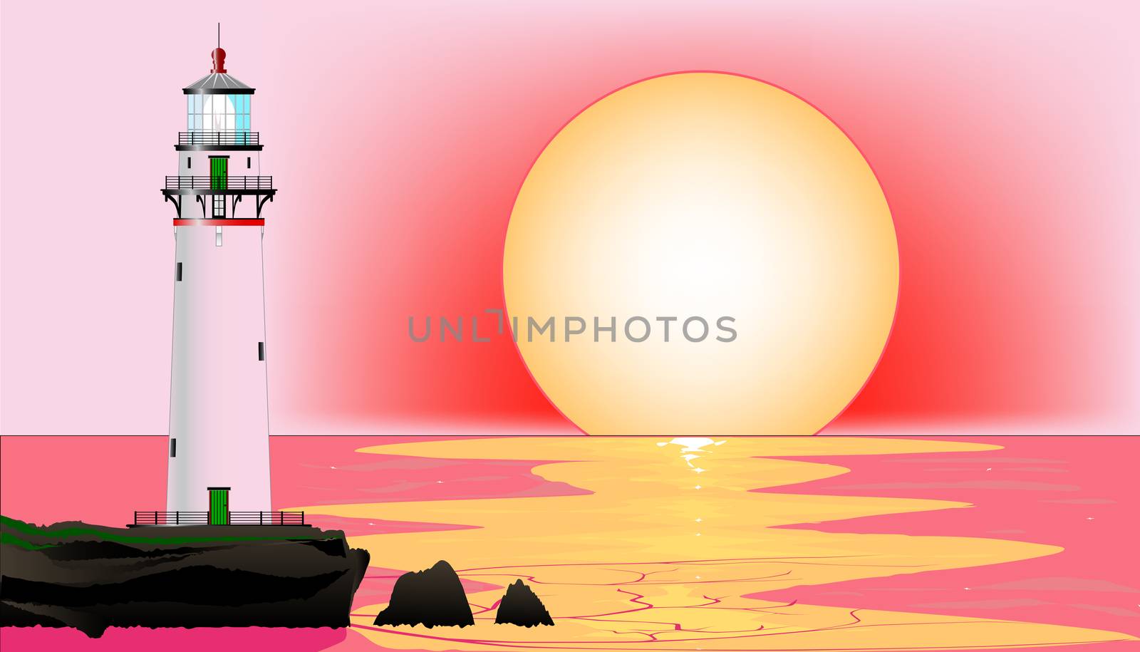 Lighthouse Sunset by Bigalbaloo