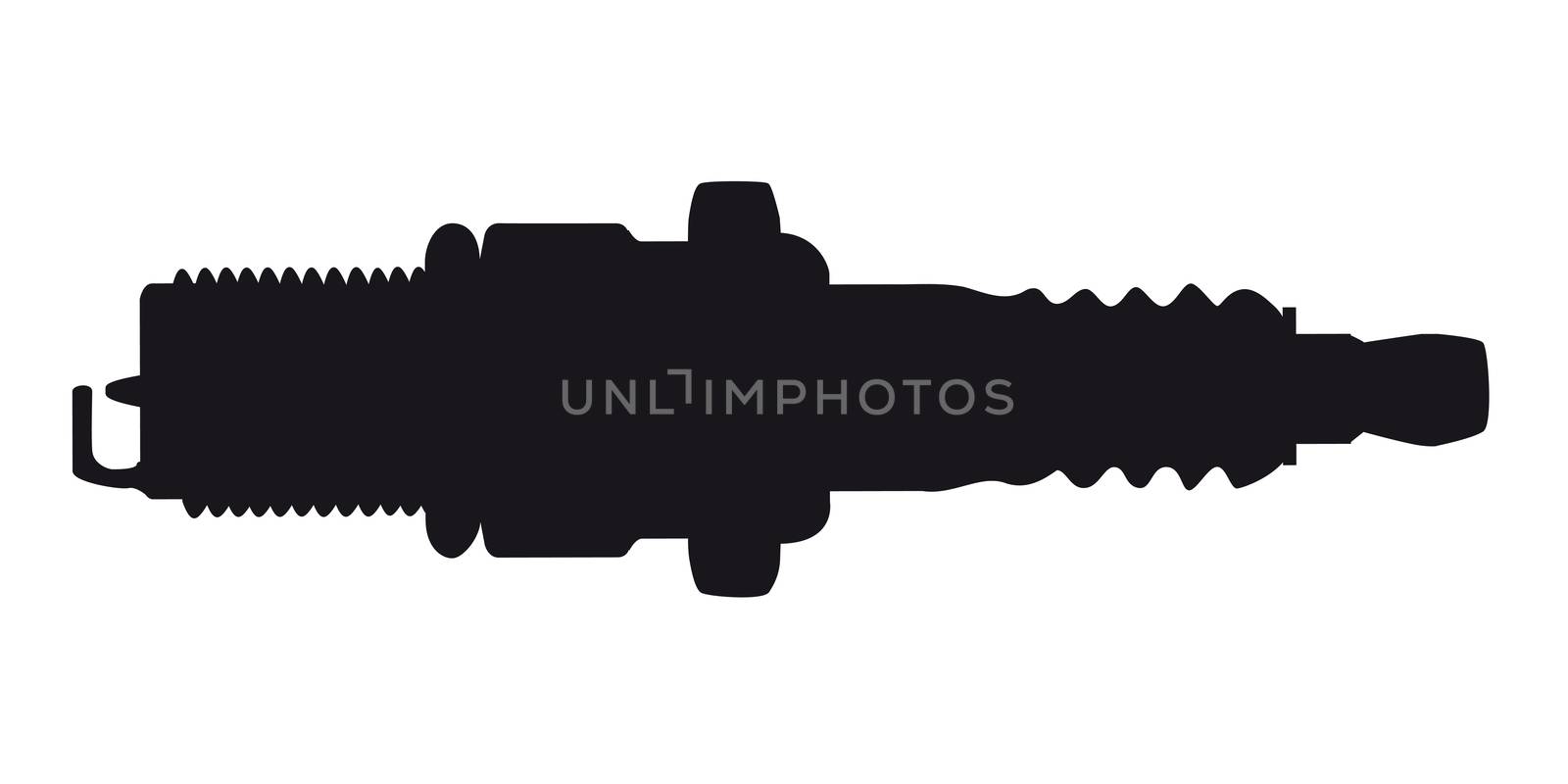 A spark plug in silhouette on a white background