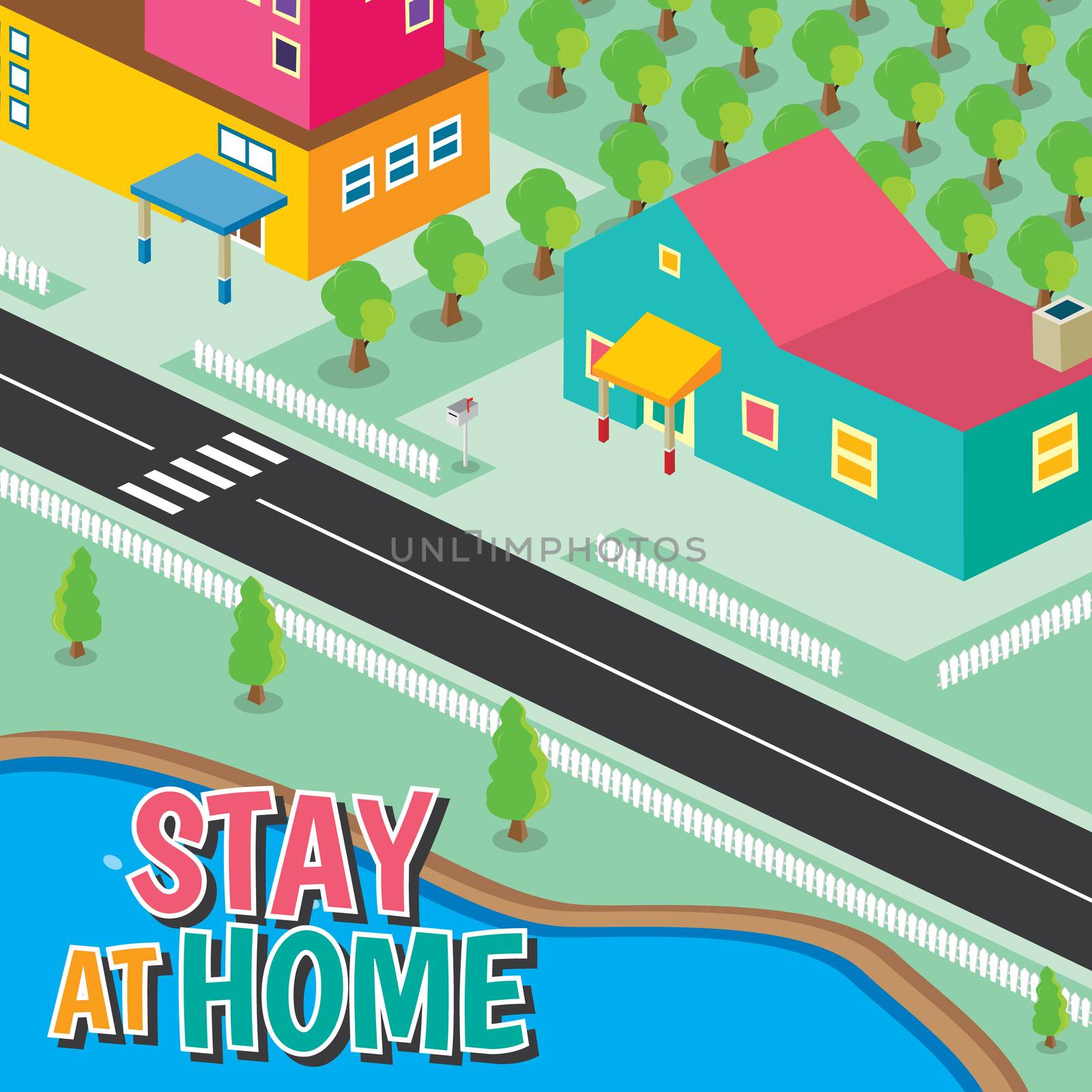 stay at home concept coronavirus quarantine illustration by vector1st