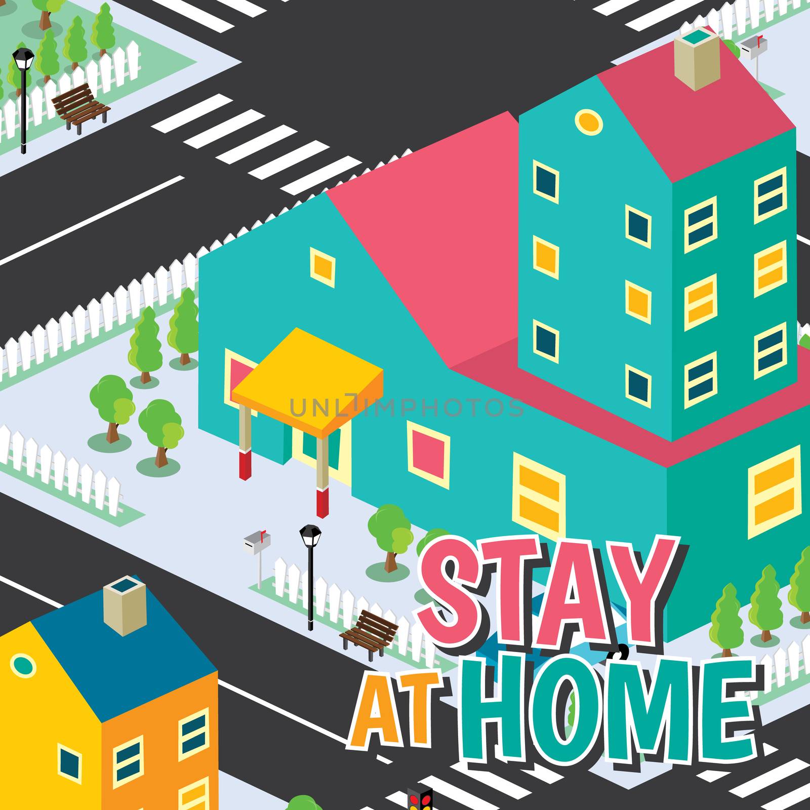 stay at home concept coronavirus quarantine illustration by vector1st