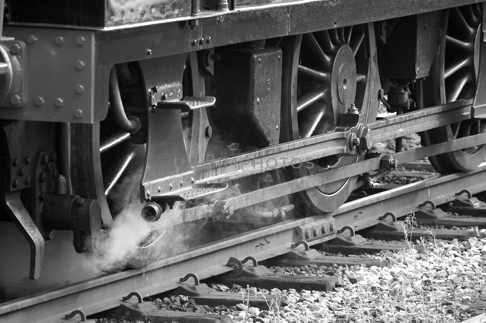 Monochrome vintage steam train wheels by flaneur9