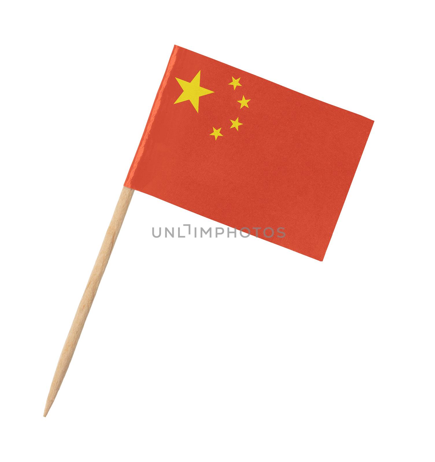 Small paper Chinese flag on wooden stick by michaklootwijk