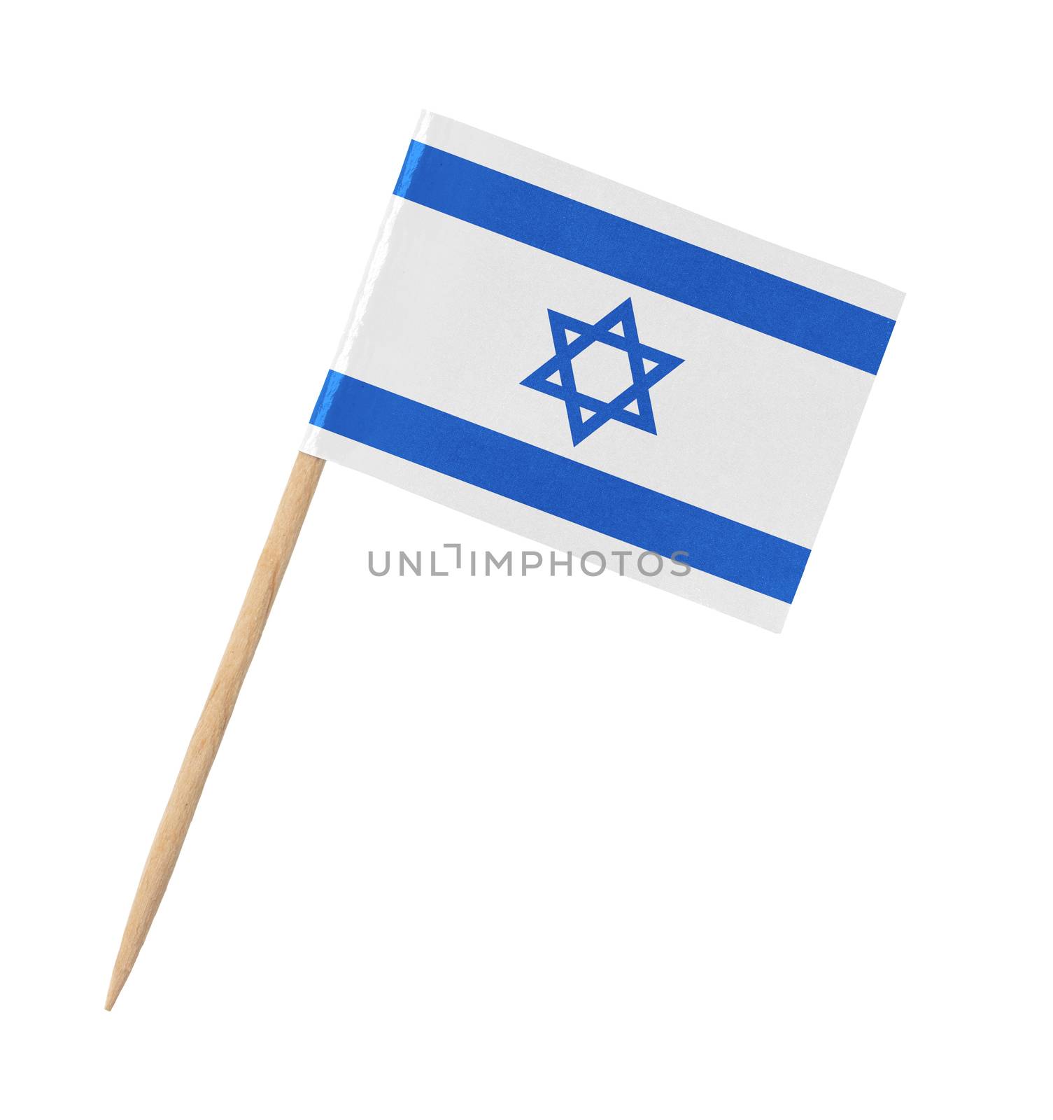 Small paper Israeli flag on wooden stick by michaklootwijk