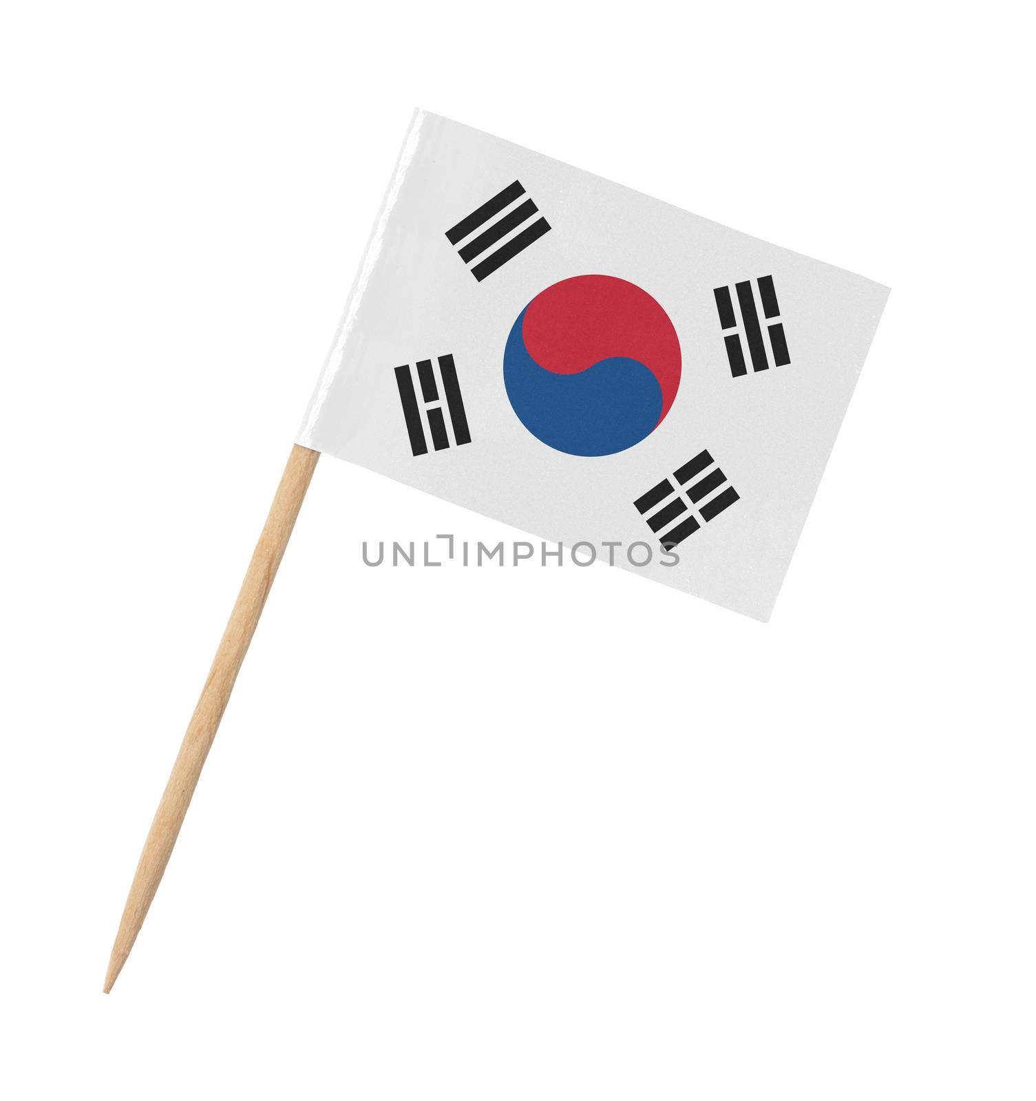 Small paper South Korean flag on wooden stick by michaklootwijk