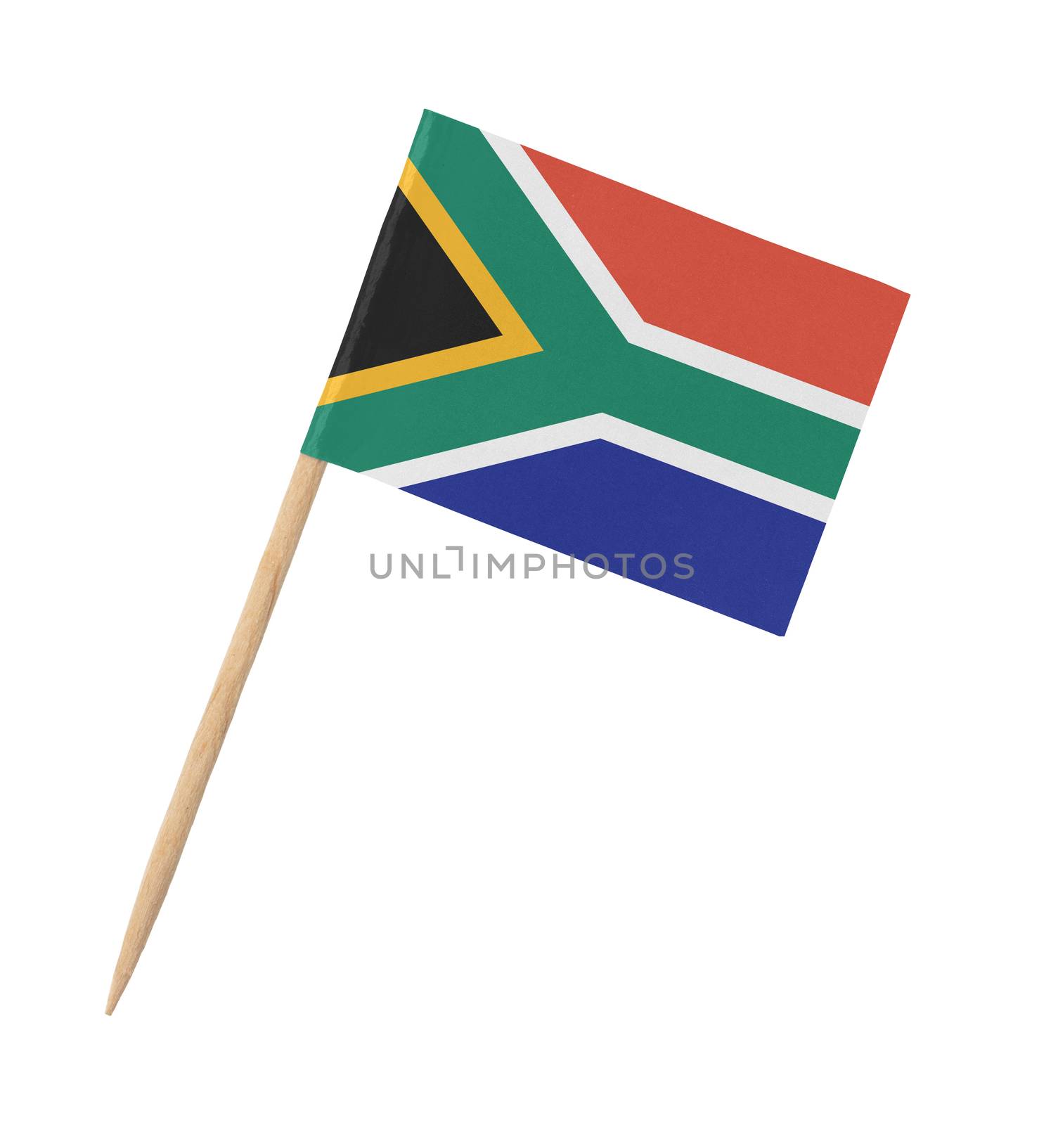 Small paper South African flag on wooden stick by michaklootwijk