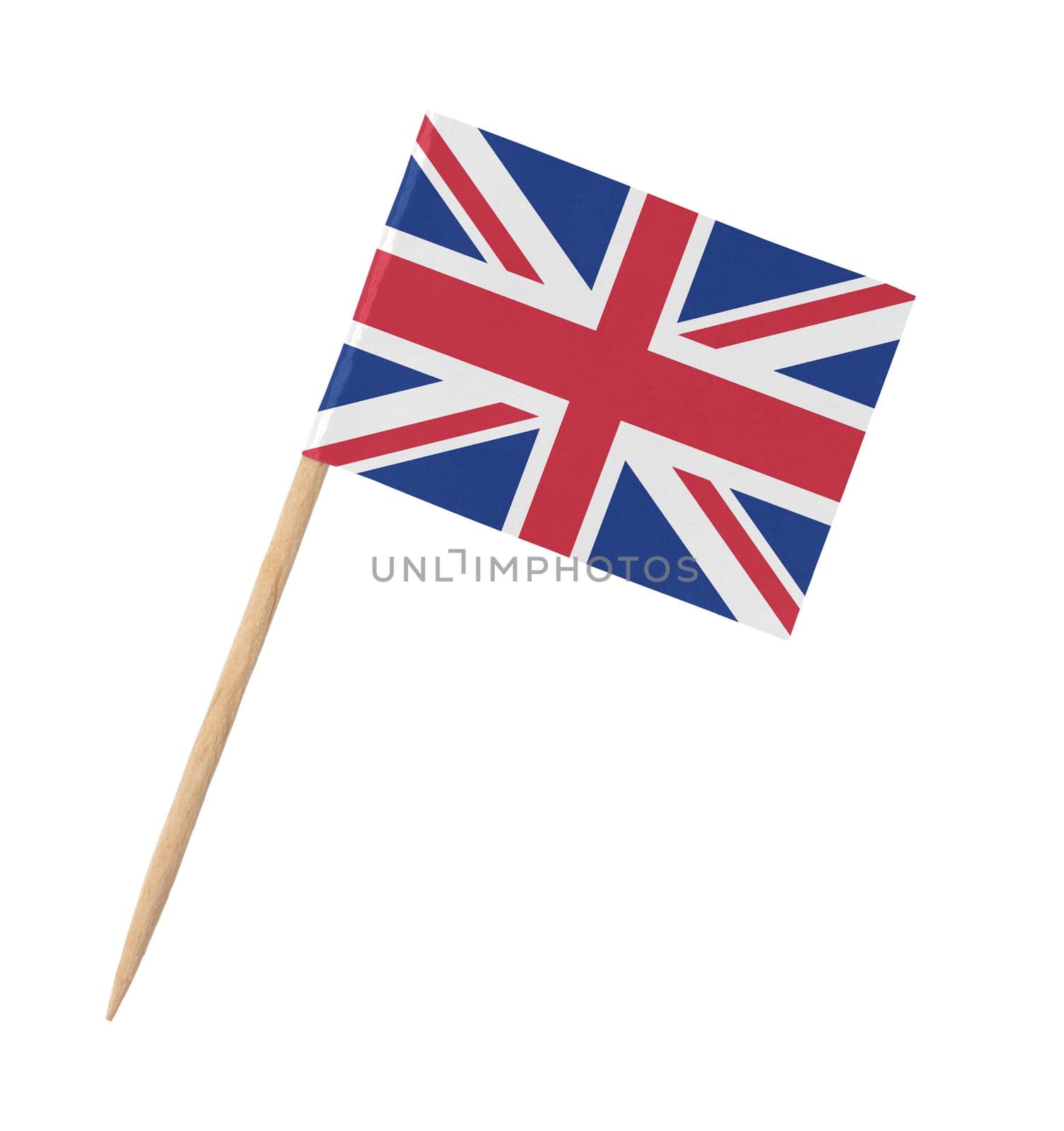 Small paper flag of the United Kingdom on wooden stick by michaklootwijk