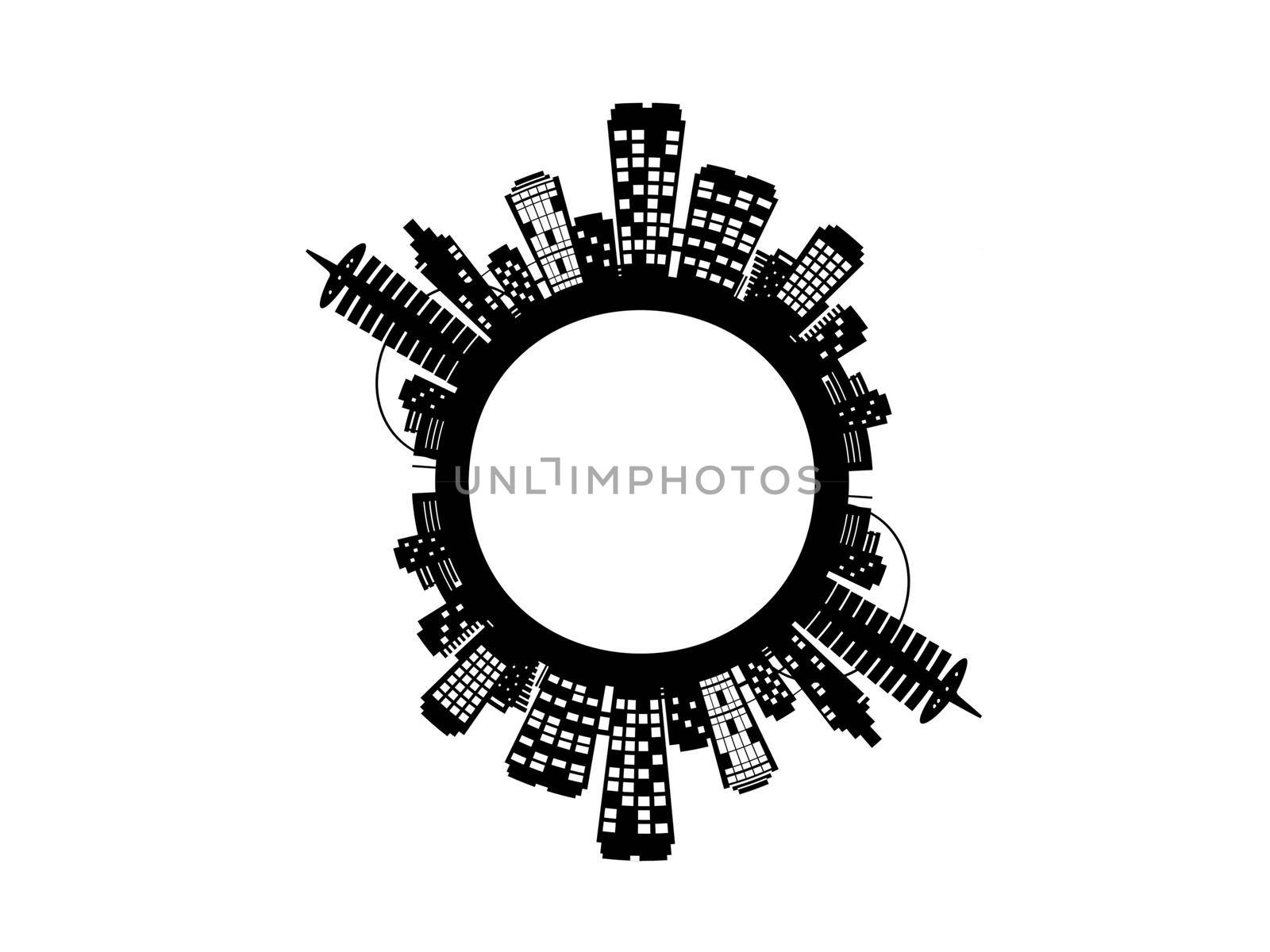 beautiful city illustration on white background - 3d rendering by mariephotos