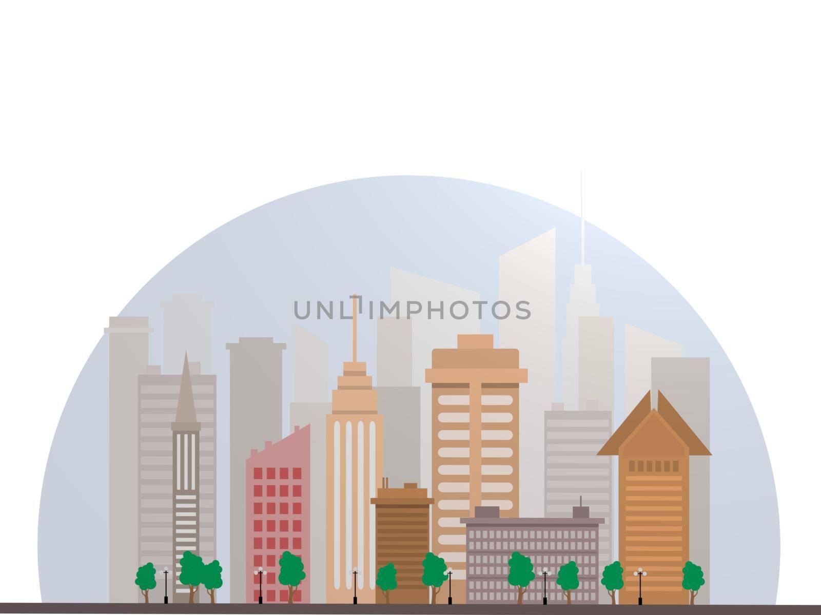 beautiful colors city illustration on white background - 3d rendering