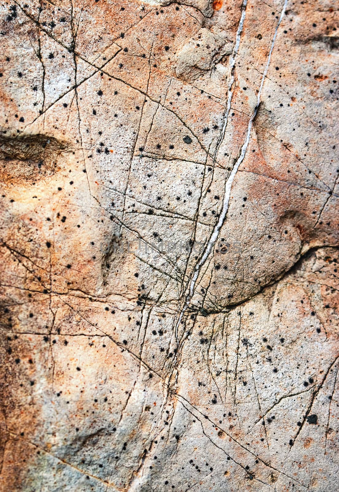 detail of abstract lines on old limestone rock by Ahojdoma