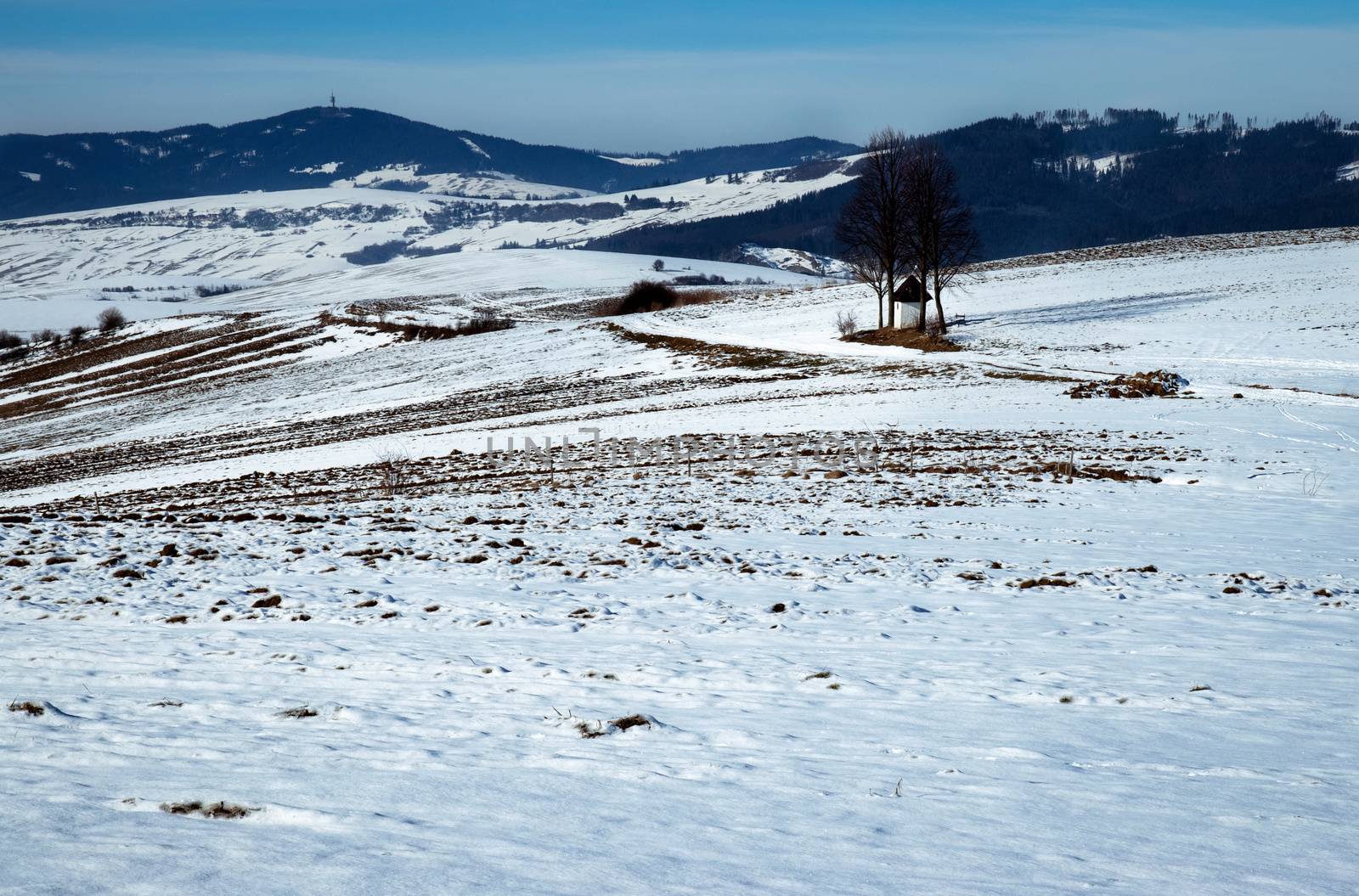 winter landscape with gradually melted snow by Ahojdoma