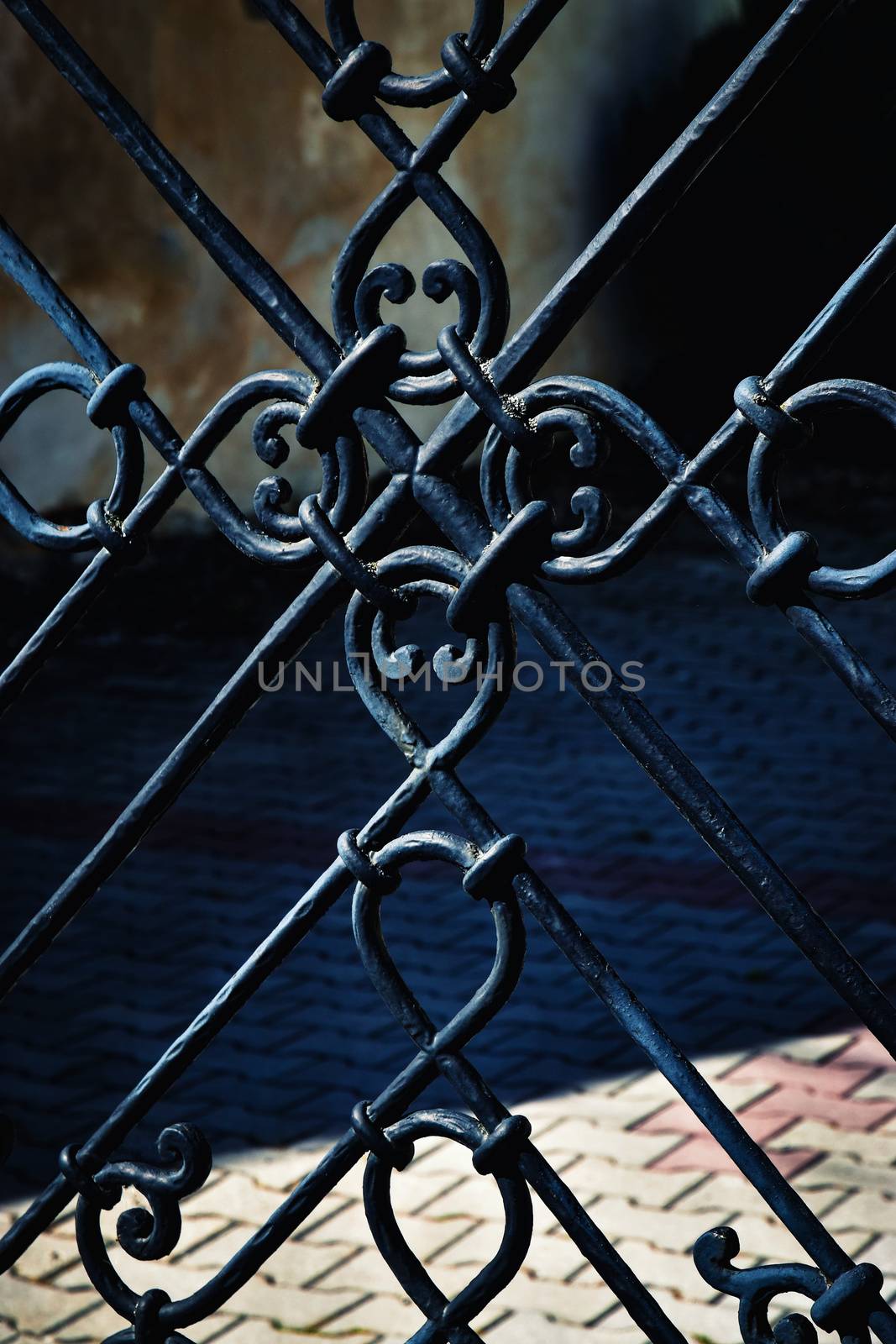 abstract background detail black iron forged gate