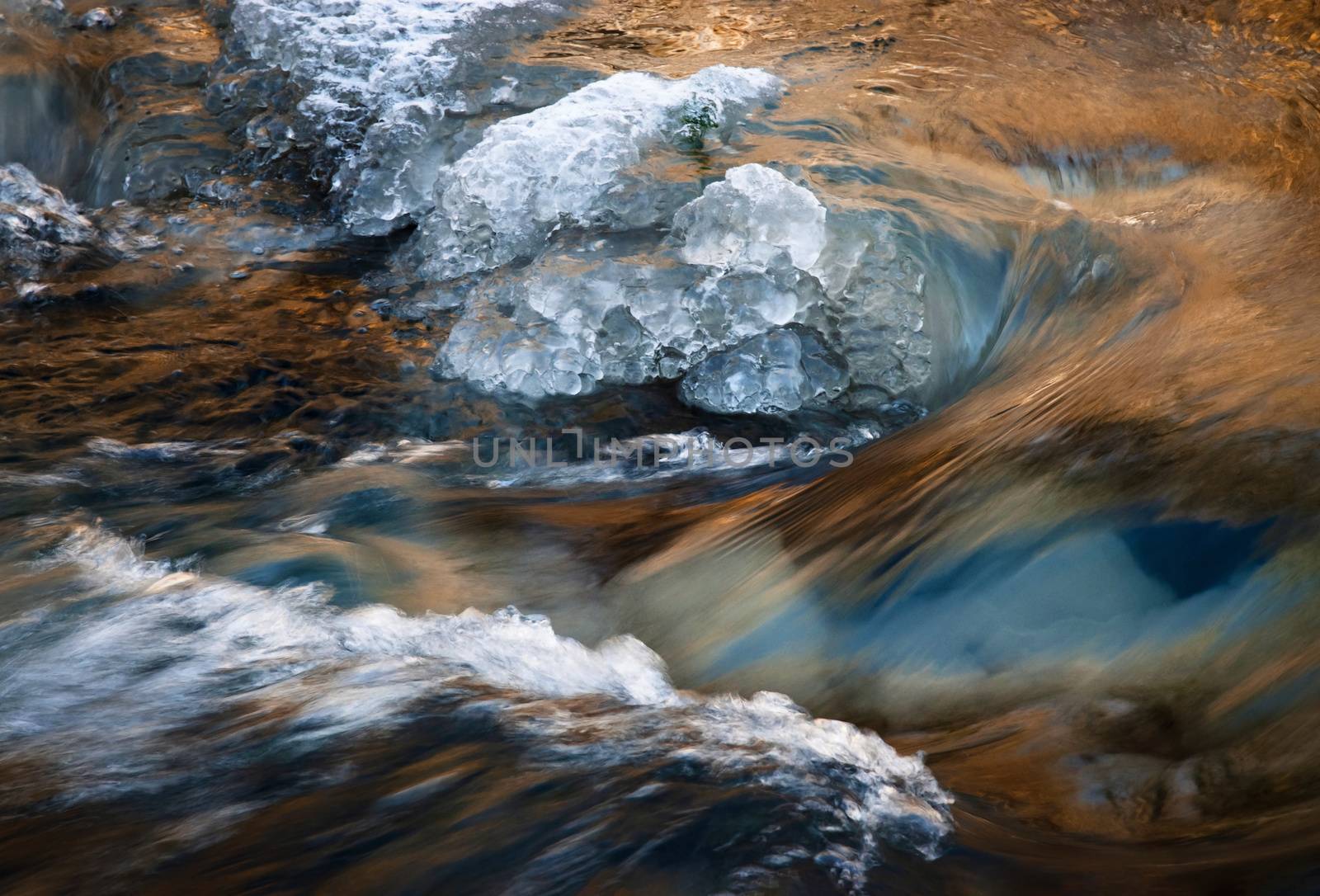 winter flow of the river with ice by Ahojdoma