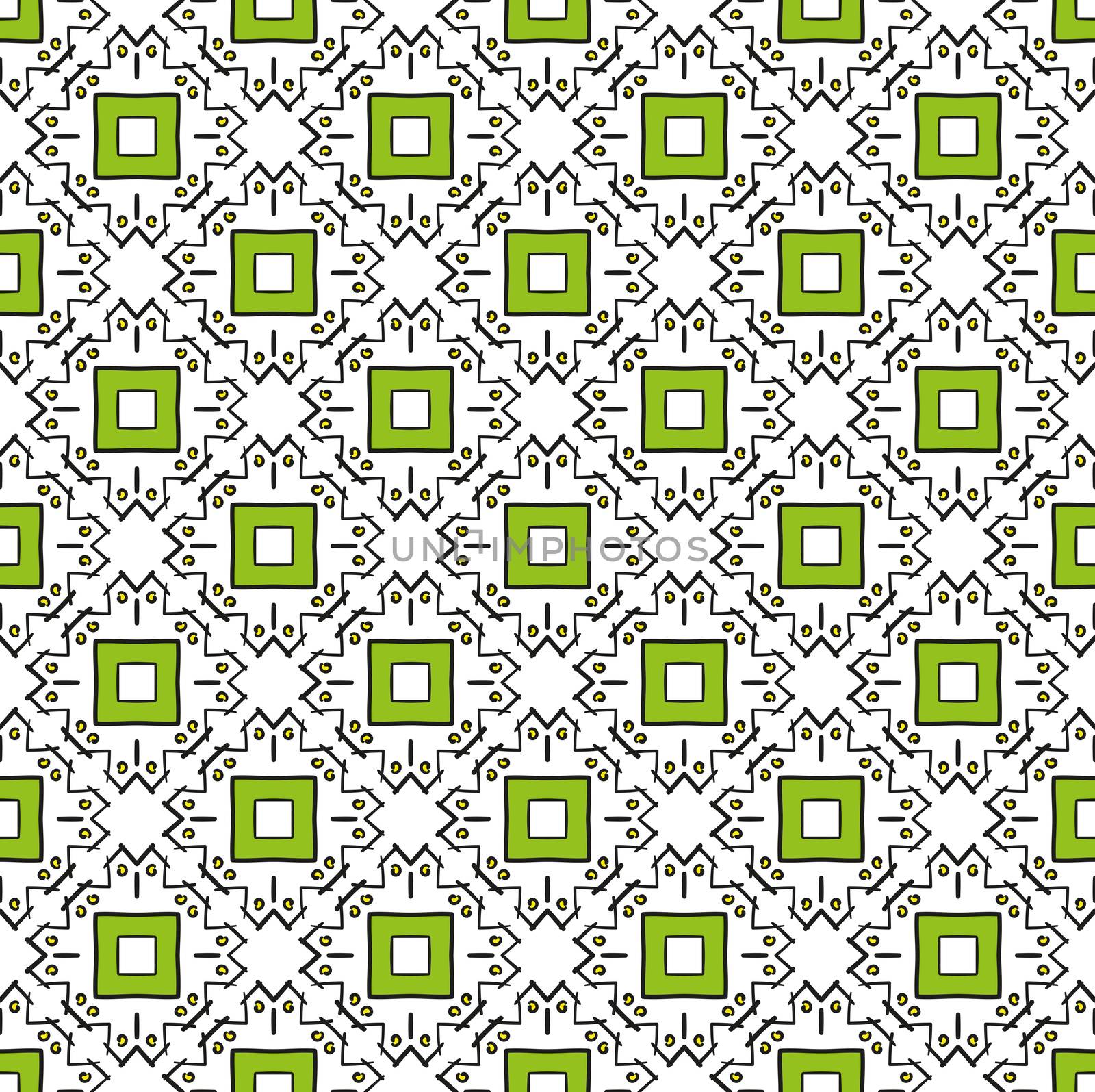 doodle draw textile and paper square green pattern