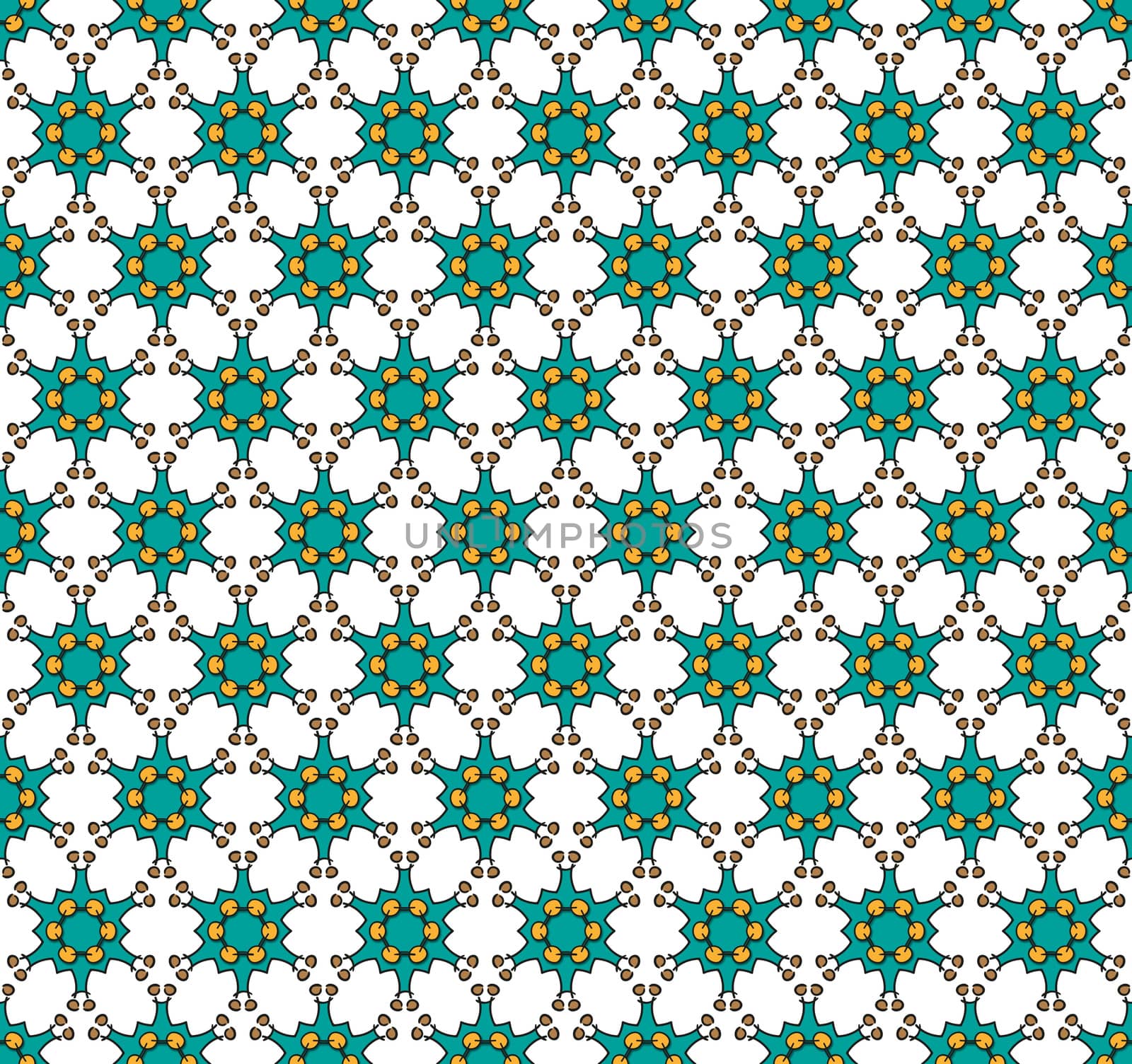 illustration of doodle hexagonal stars background or textile