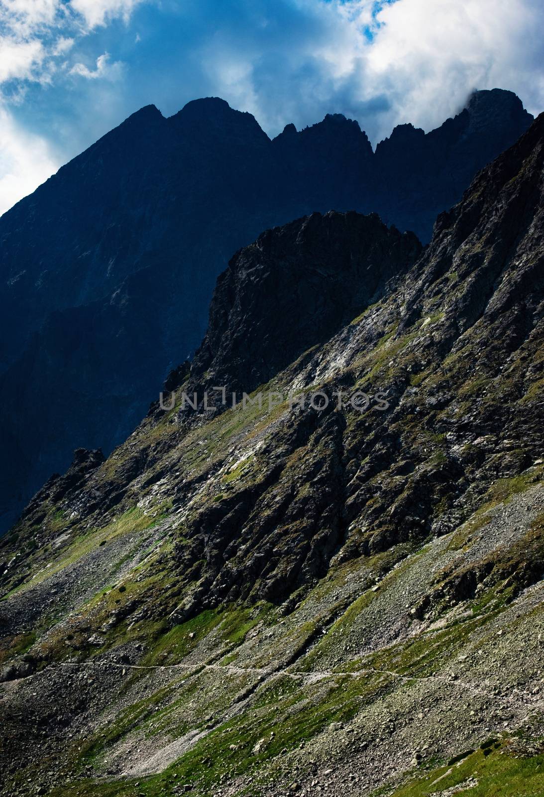 landscape background walk through the mountain valley