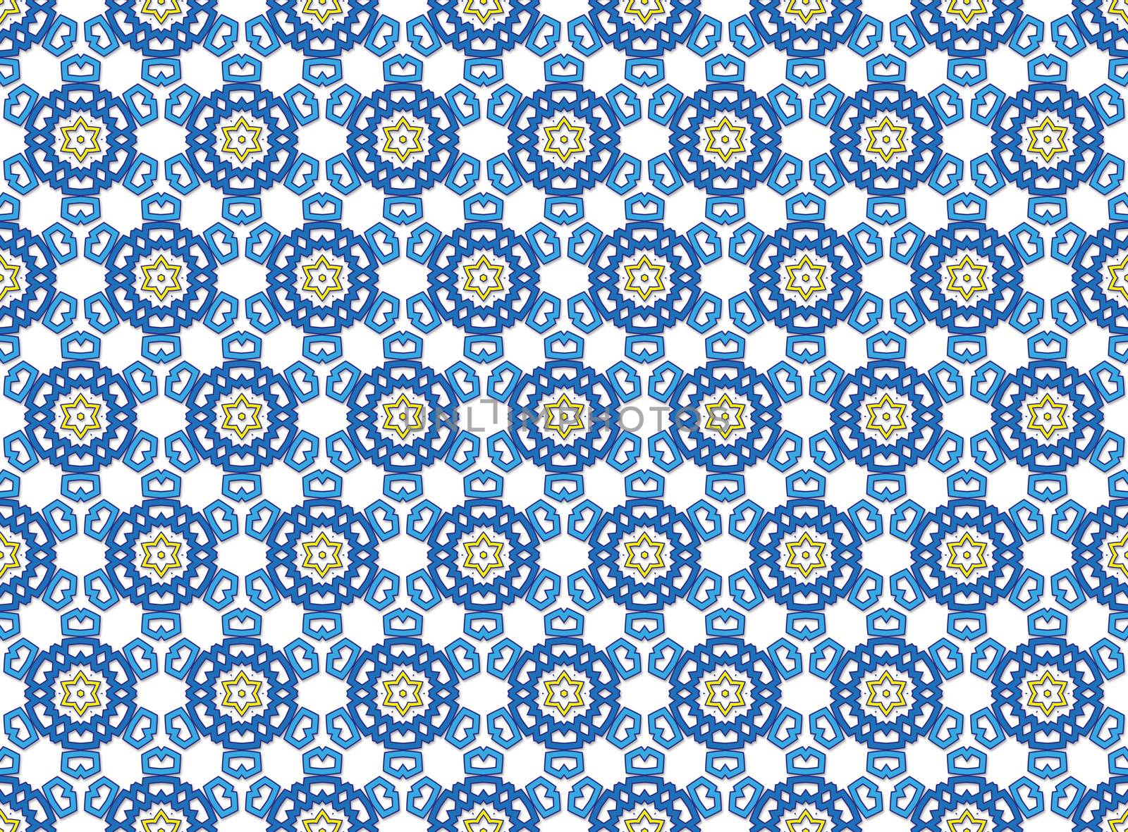 paper pattern blue background with abstract snowflakes