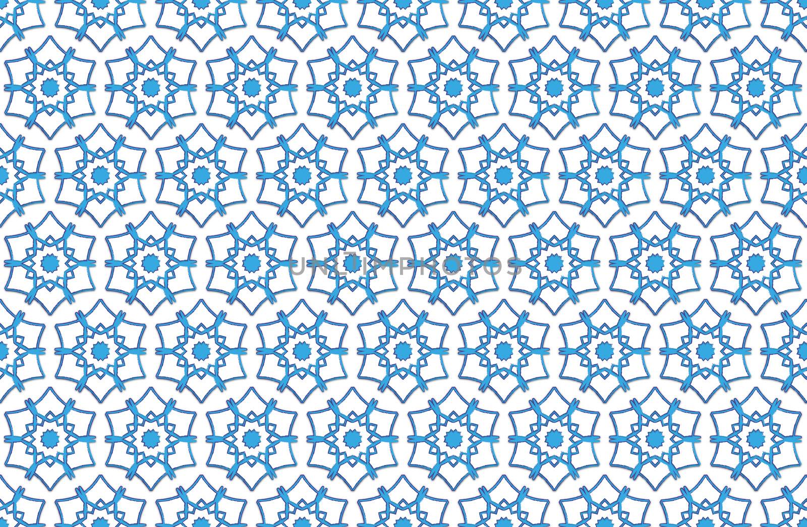 background or textile pattern hexagon abstract blue snowflakes