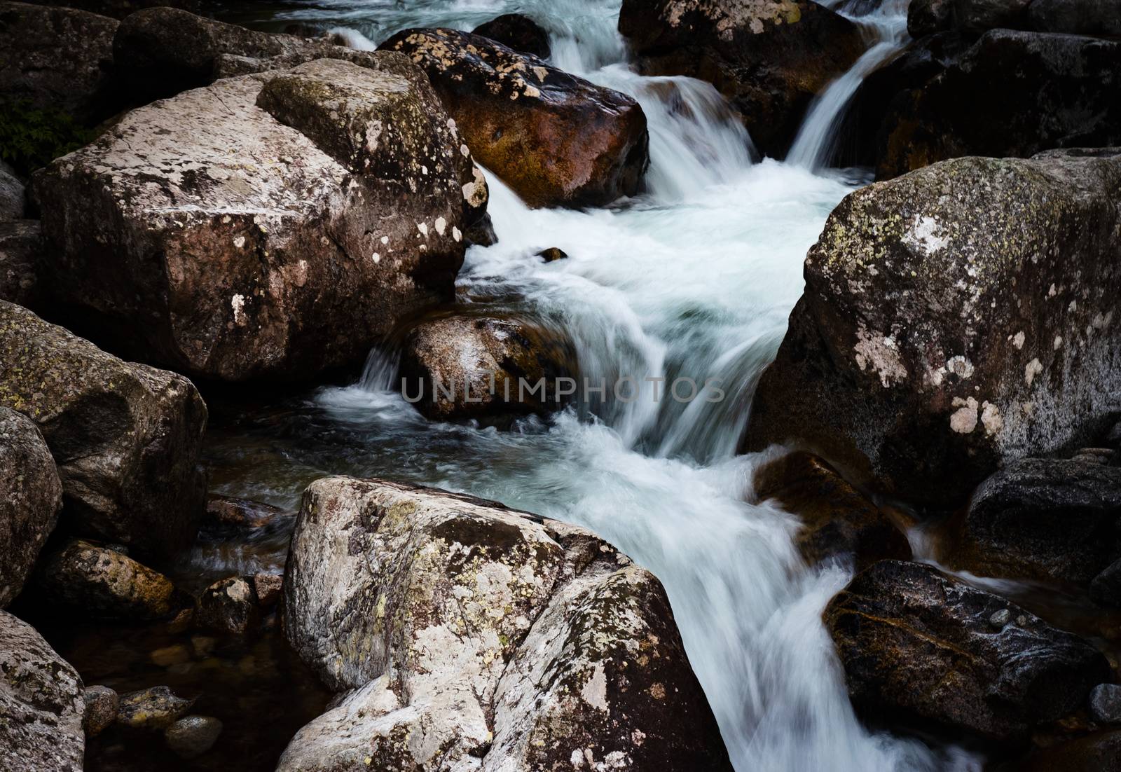 a wild dark mountain stream by Ahojdoma