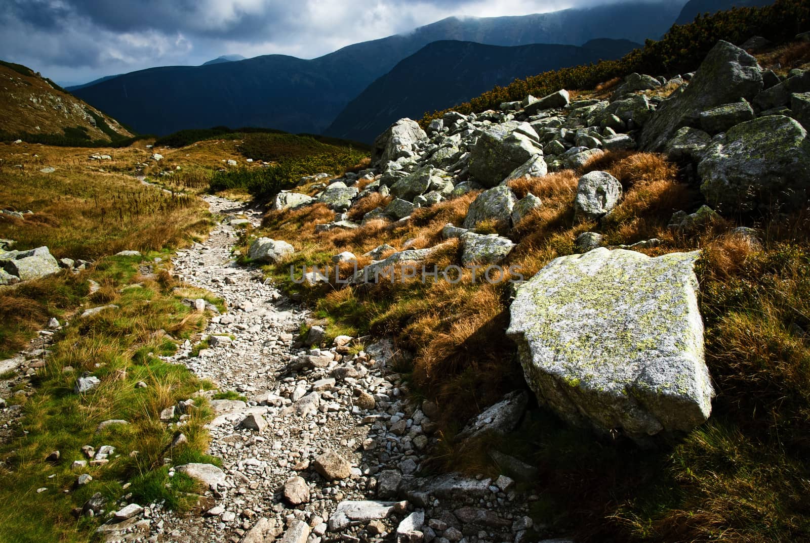 stone walkway into the valley in the mountains by Ahojdoma