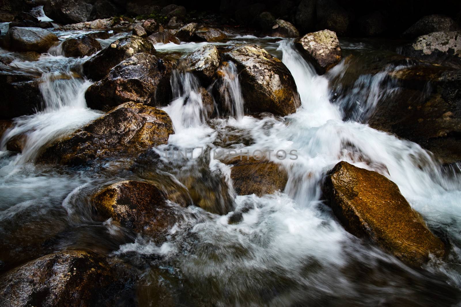 wild mountain stream between stones by Ahojdoma