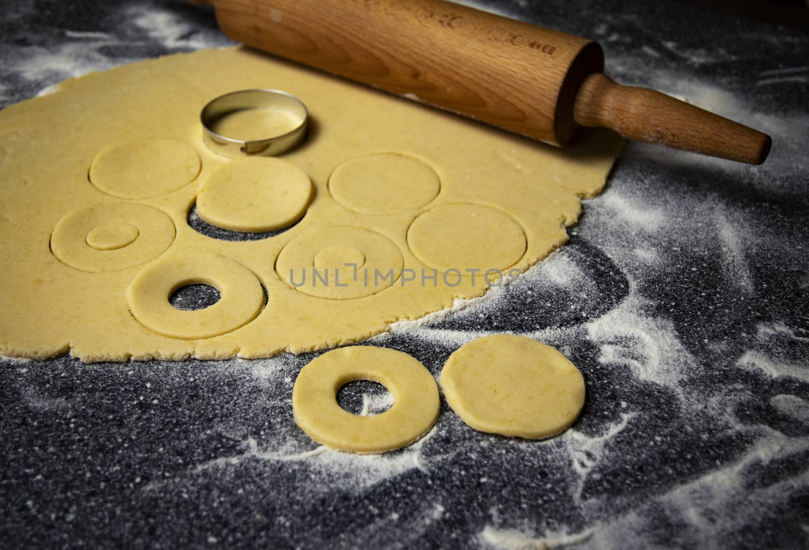 food background rolled dough and carved