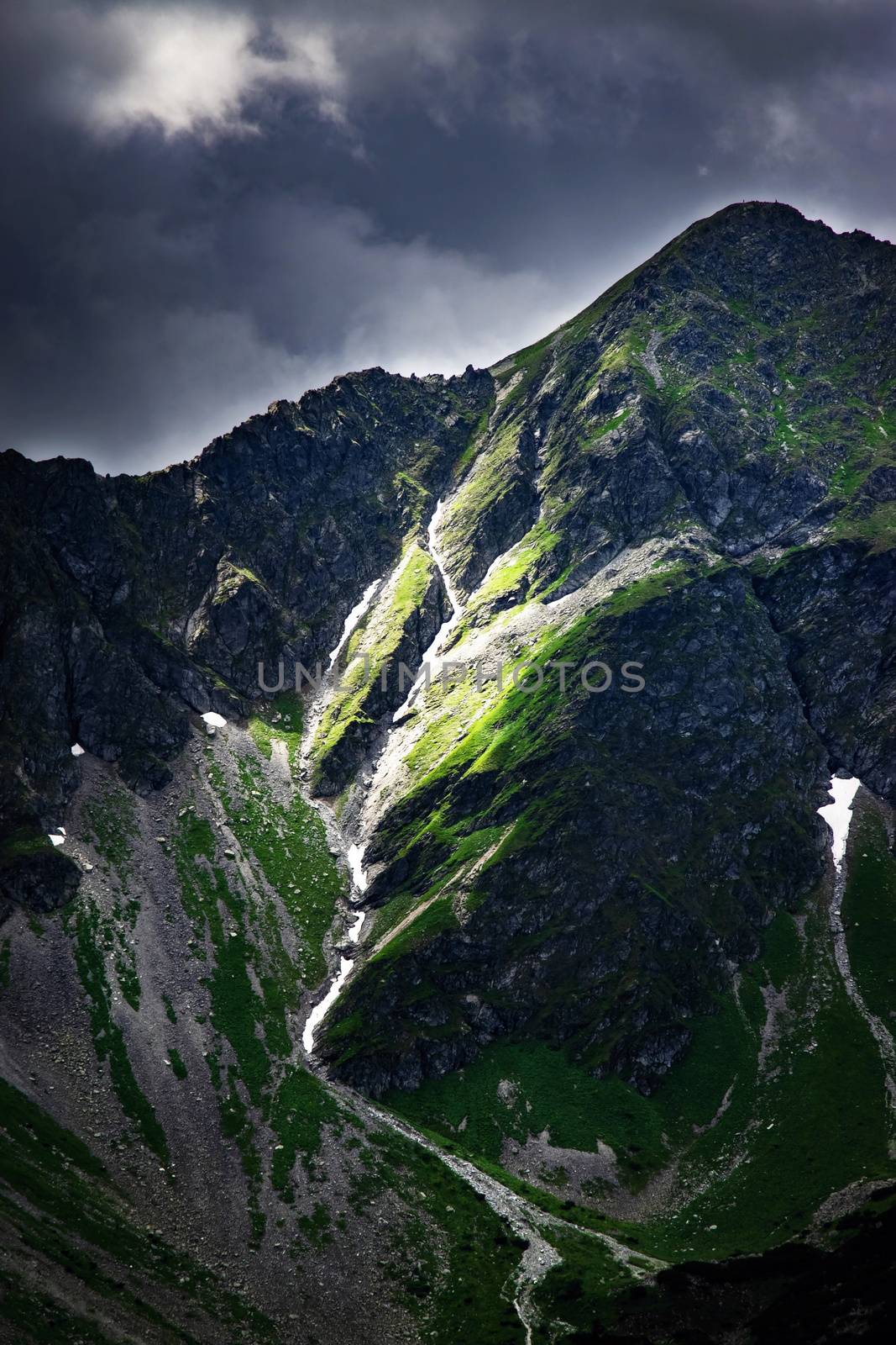 landscape seaonal background mountain peak before the storm