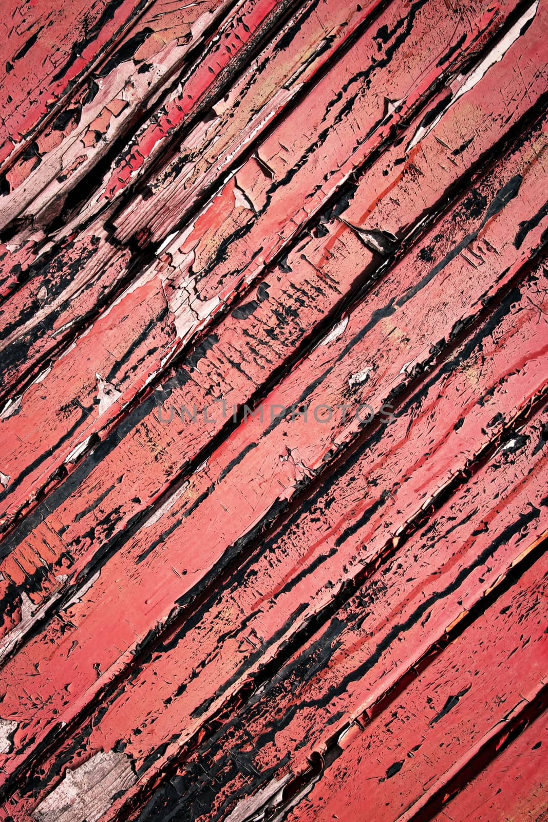 red paint on old wooden slats by Ahojdoma