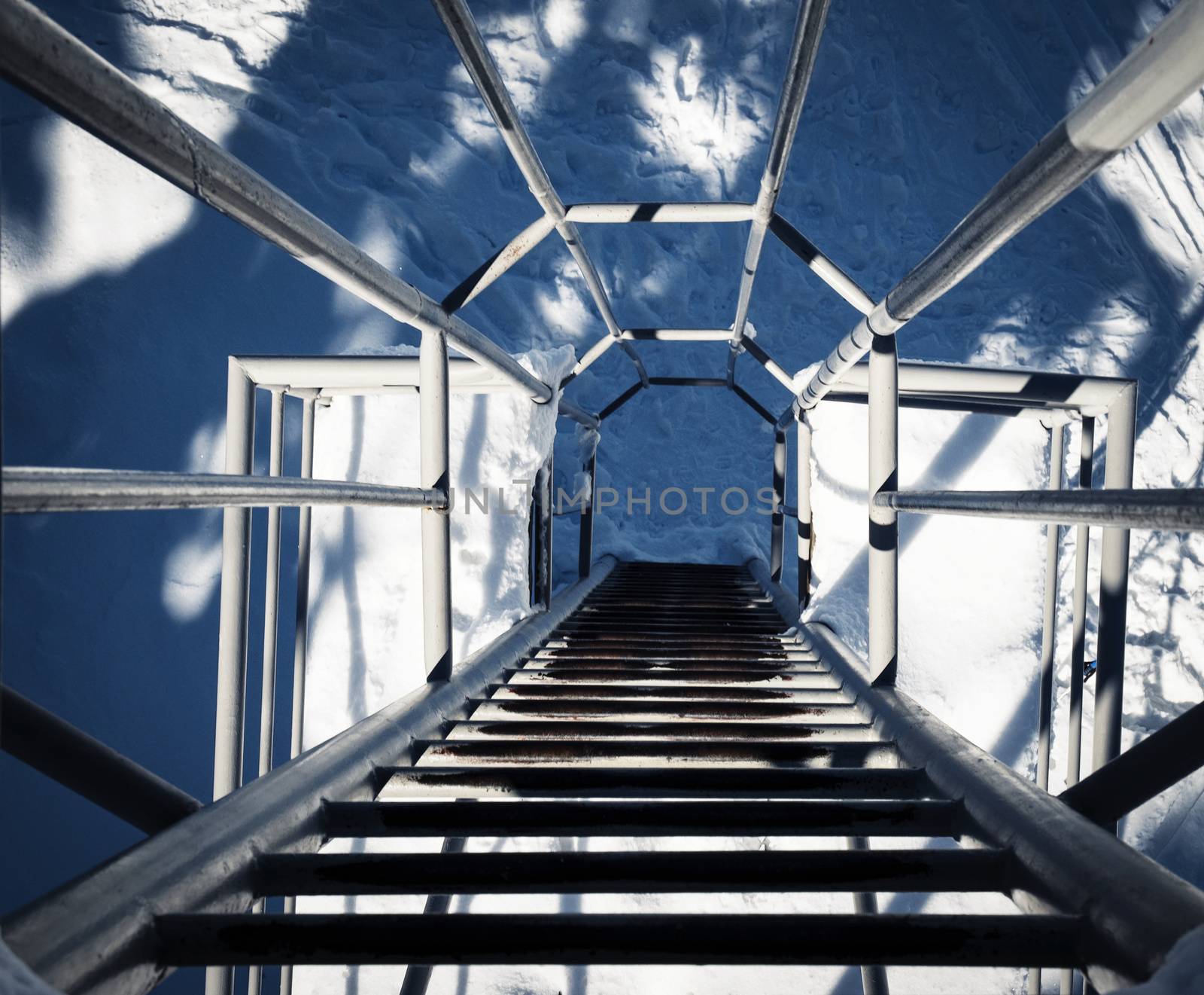 abstract background iron ladder to the observation tower