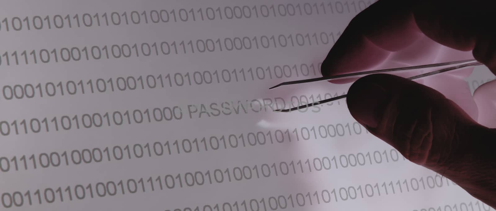 Binary code, password vulnerability taking out with tweezers by michaklootwijk