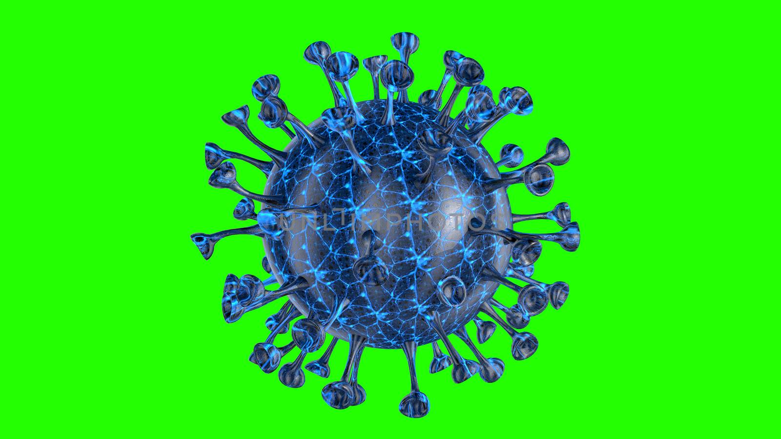 Microscope virus cell. Pandemic bacteria pathogen medical health risk, Corona COVID-19 Alert SOS, immunology, virology, epidemiology concept. 3D illustration on green screen