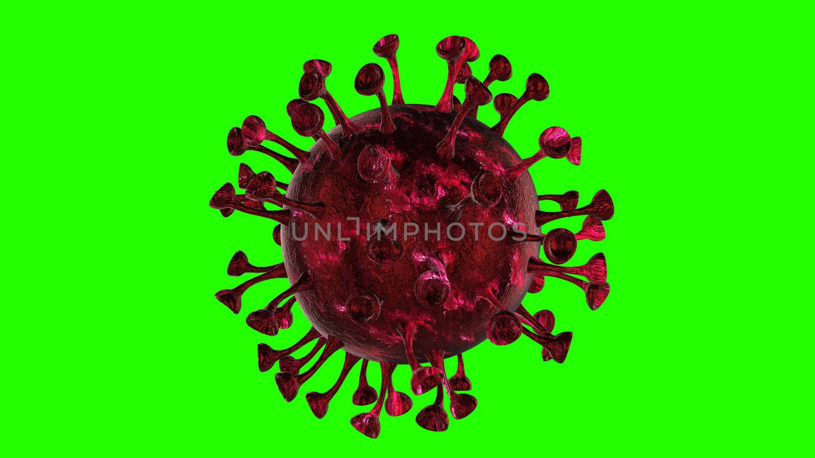 Microscope virus cell. Pandemic bacteria pathogen medical health risk, Corona COVID-19 Alert SOS, immunology, virology, epidemiology concept. 3D illustration on green screen