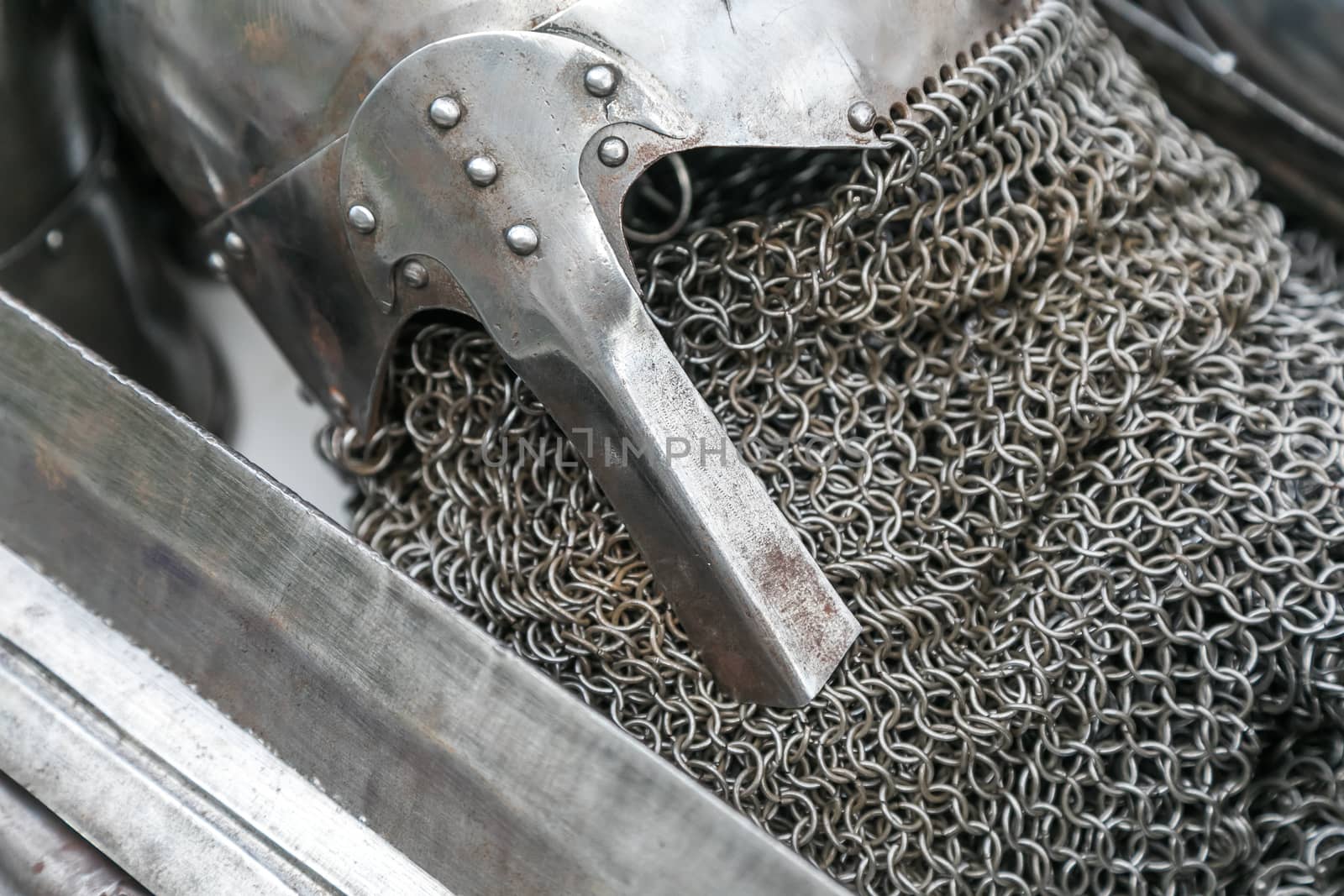 Background of medieval armour made from metal rings by sveter