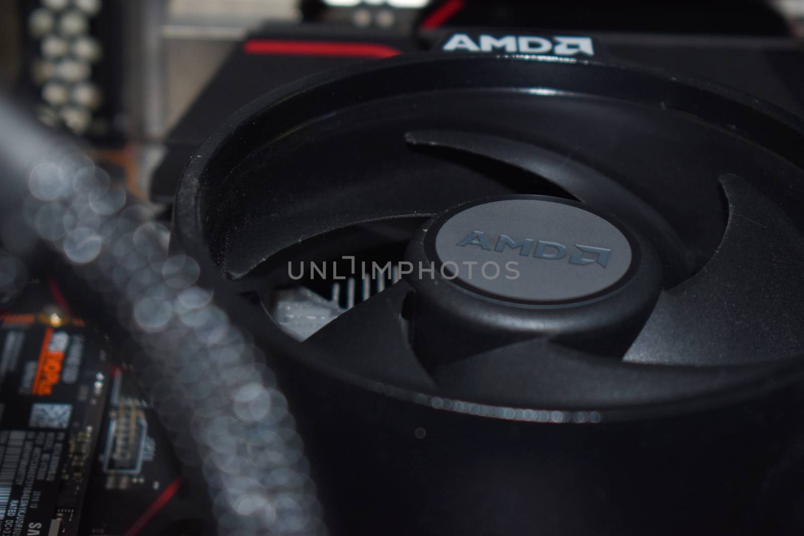 Close up view of an AMD computer processor, the brand used in Xbox series X and Playstation 5
