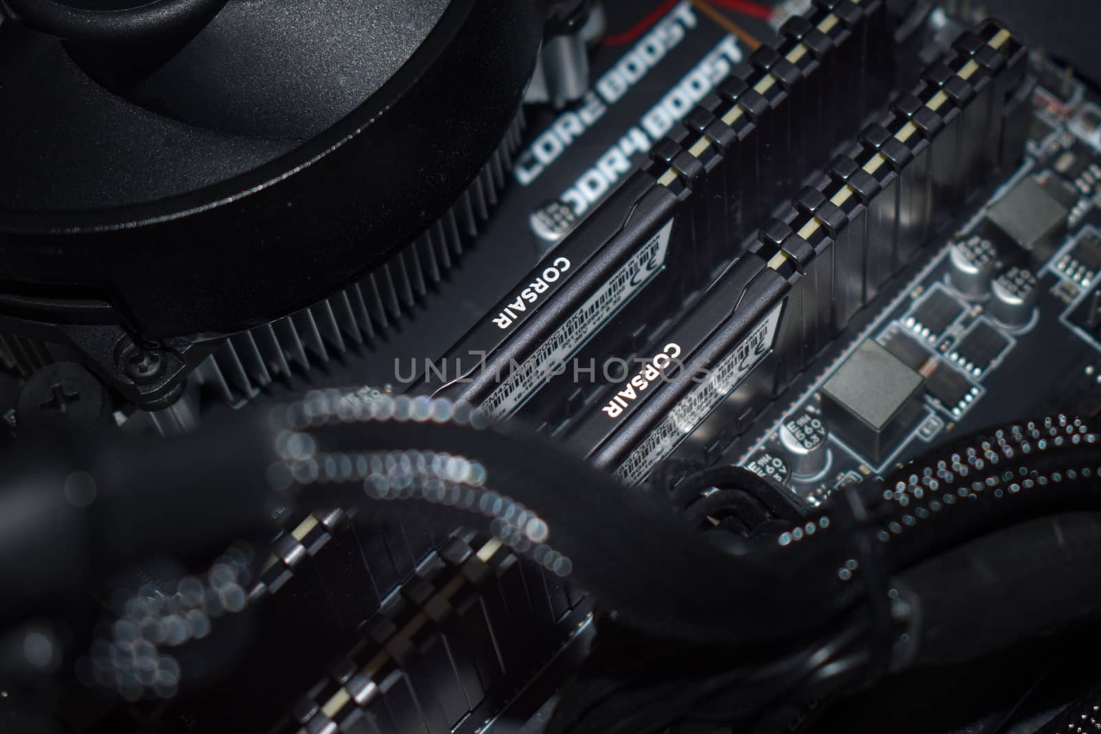 Close up view of Corsair 3200mhz Ram in a gaming pc