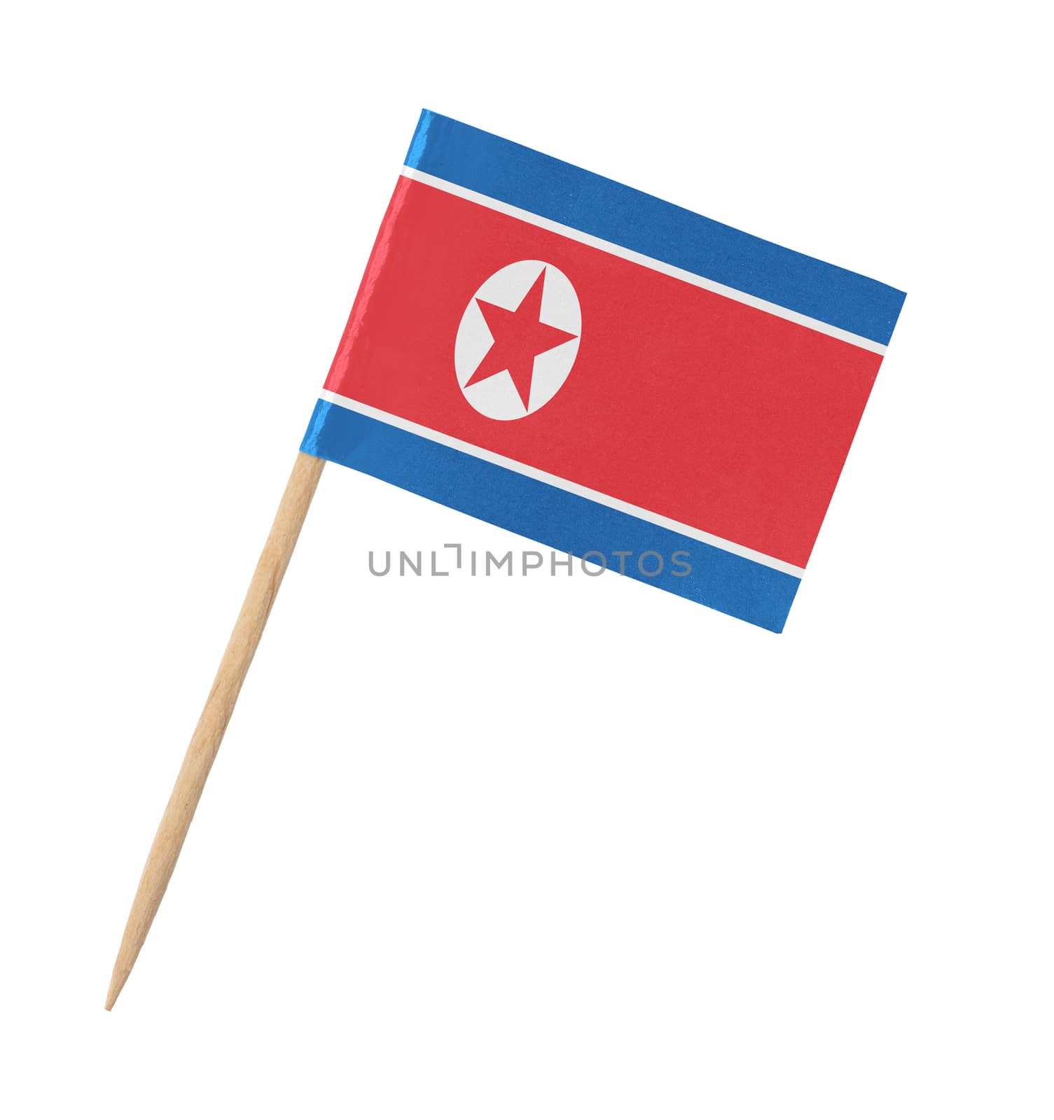 Small paper North Korean flag on wooden stick by michaklootwijk
