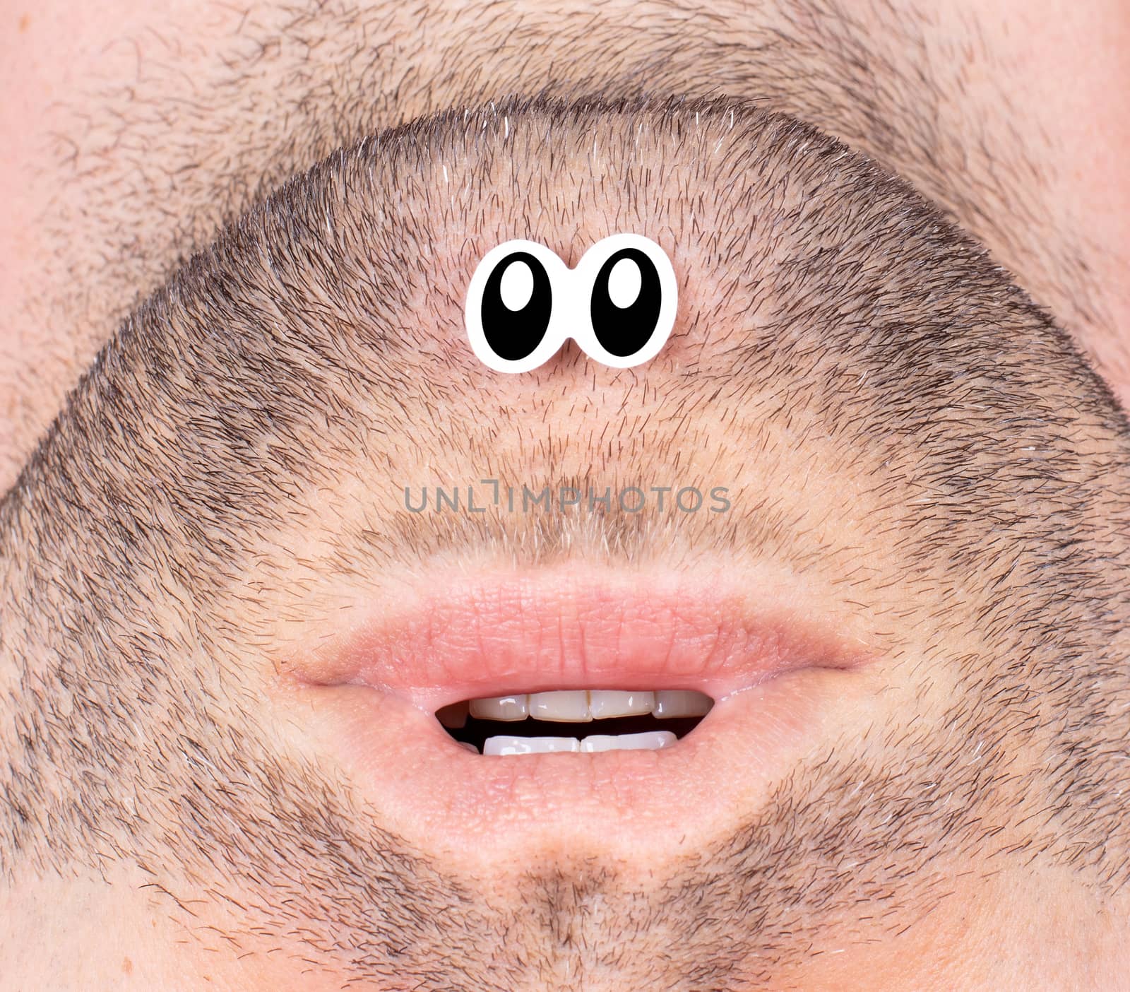 Funny image of a mouth and fake eyes - Weird looking character by michaklootwijk