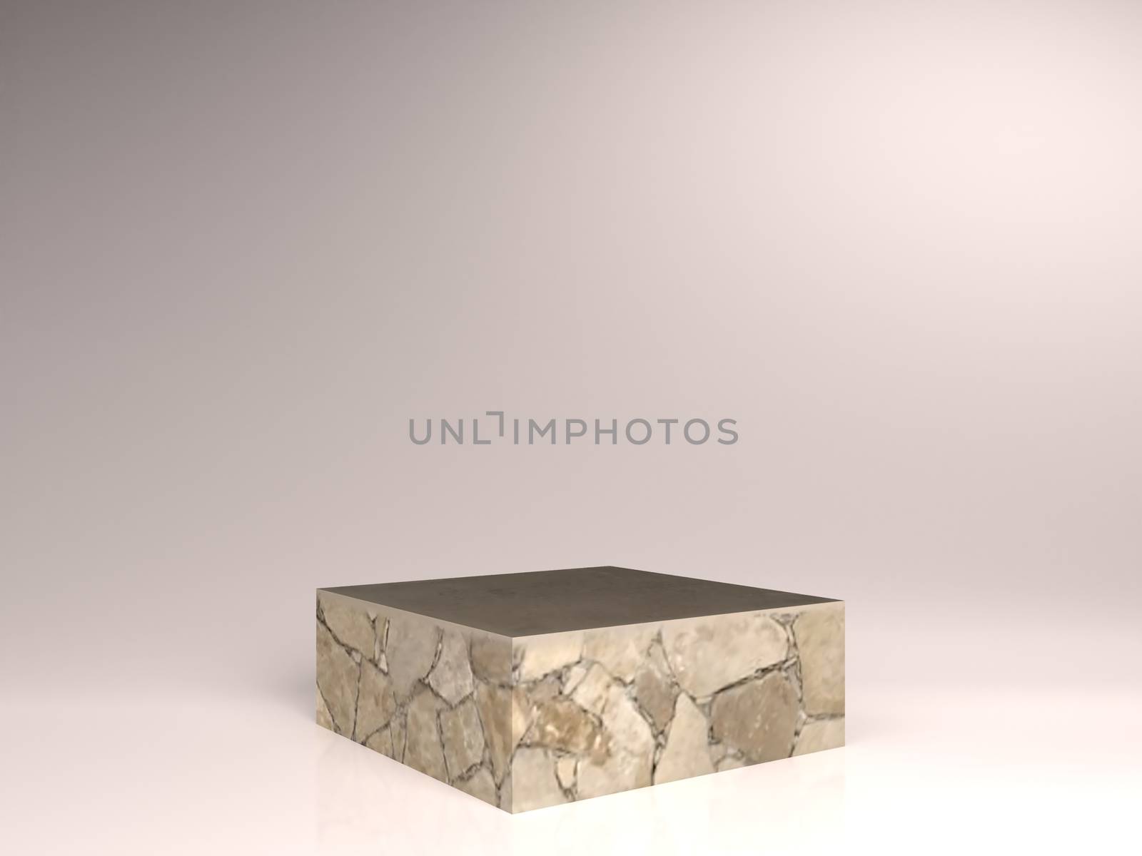 Pedestal Front View minimal podium modern space object clean simple design white 3d render stone light masonry