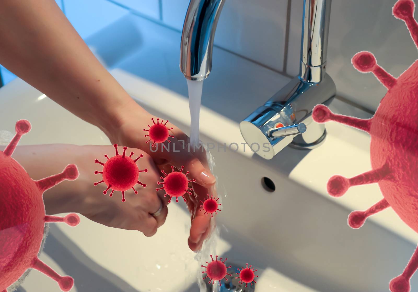 Cleaning and washing hands with soap prevention for outbreak of coronavirus covid-19