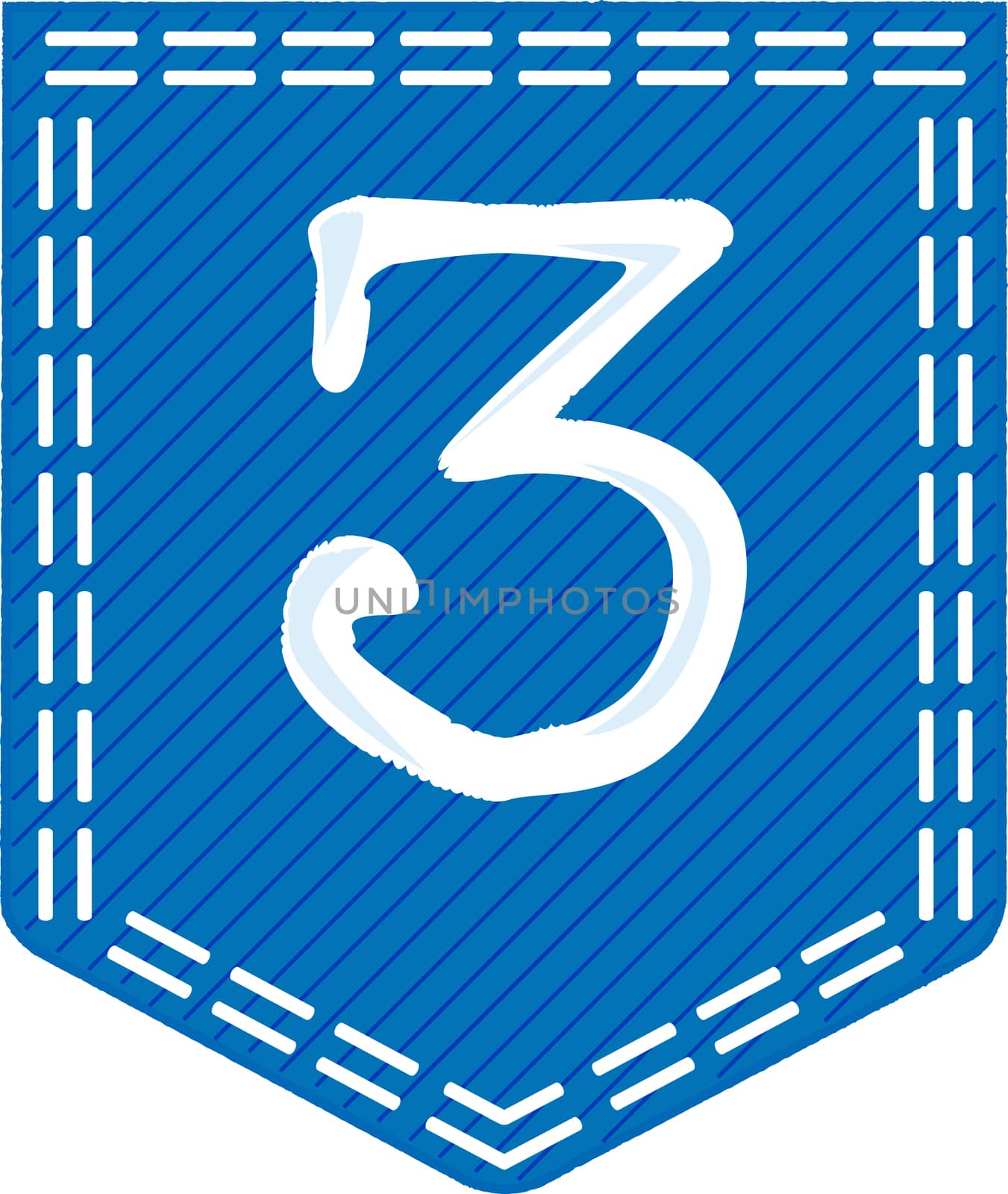 Numbers 3 pockets over a white background