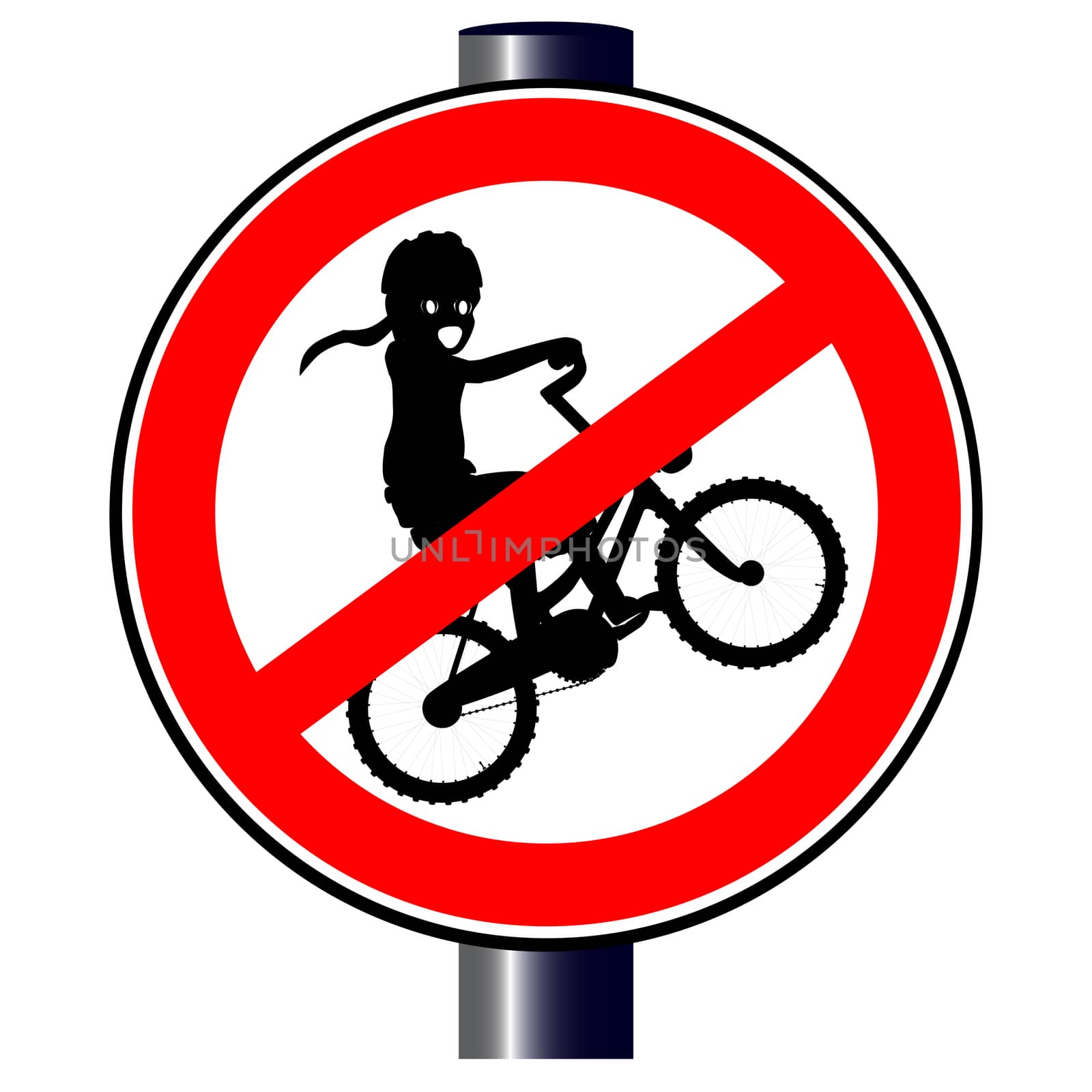 A no kid bicycle traffic sign