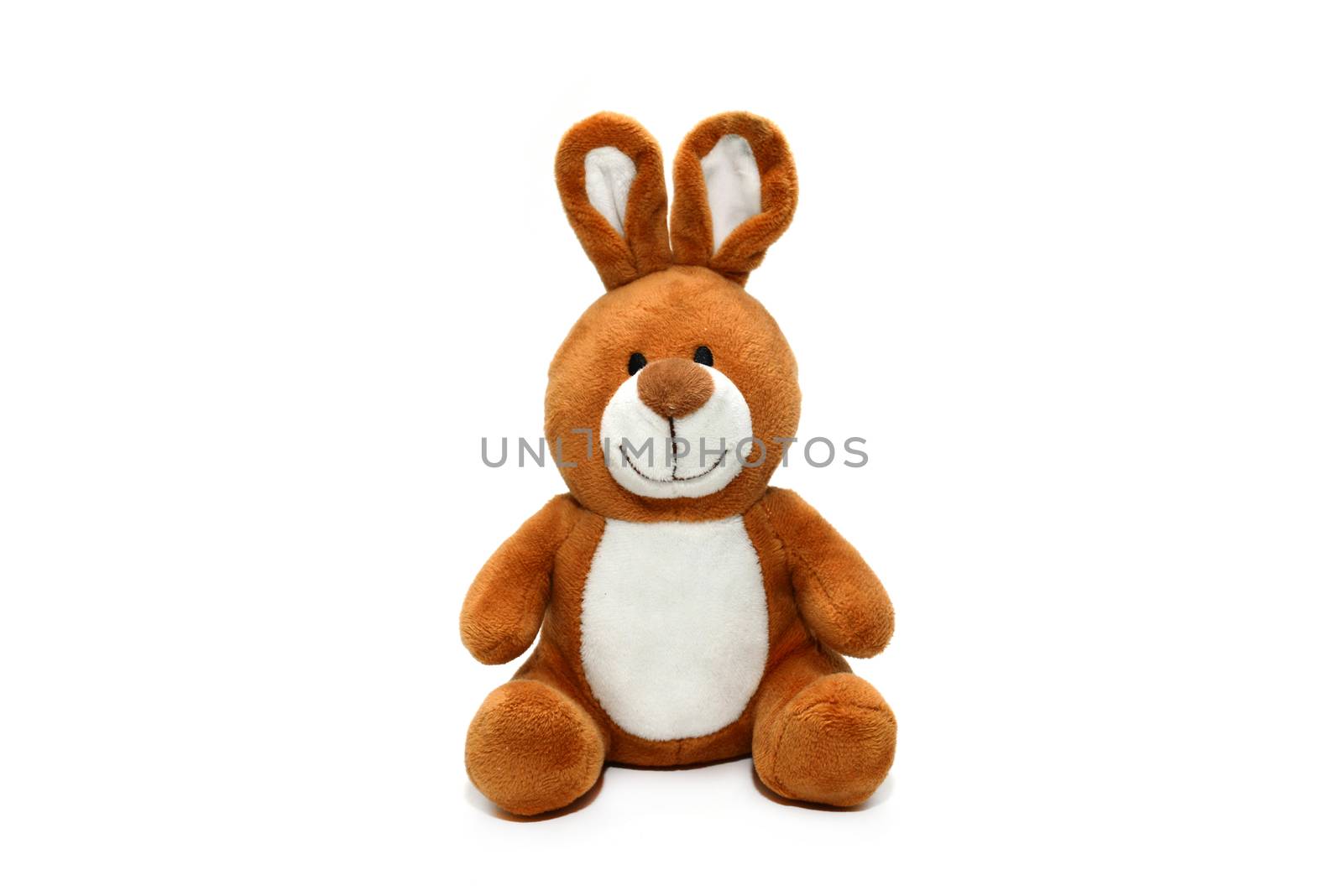brown bunny rabbit toy over white background