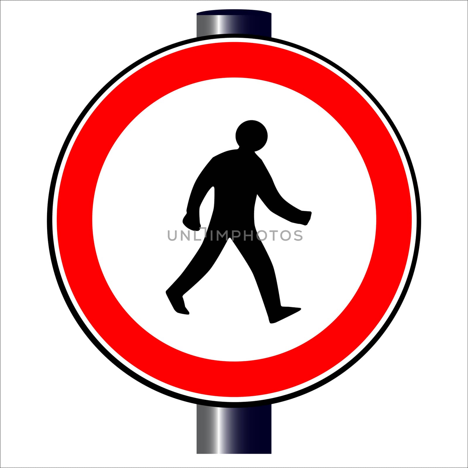 A walking man traffic sign isolated on a white background.