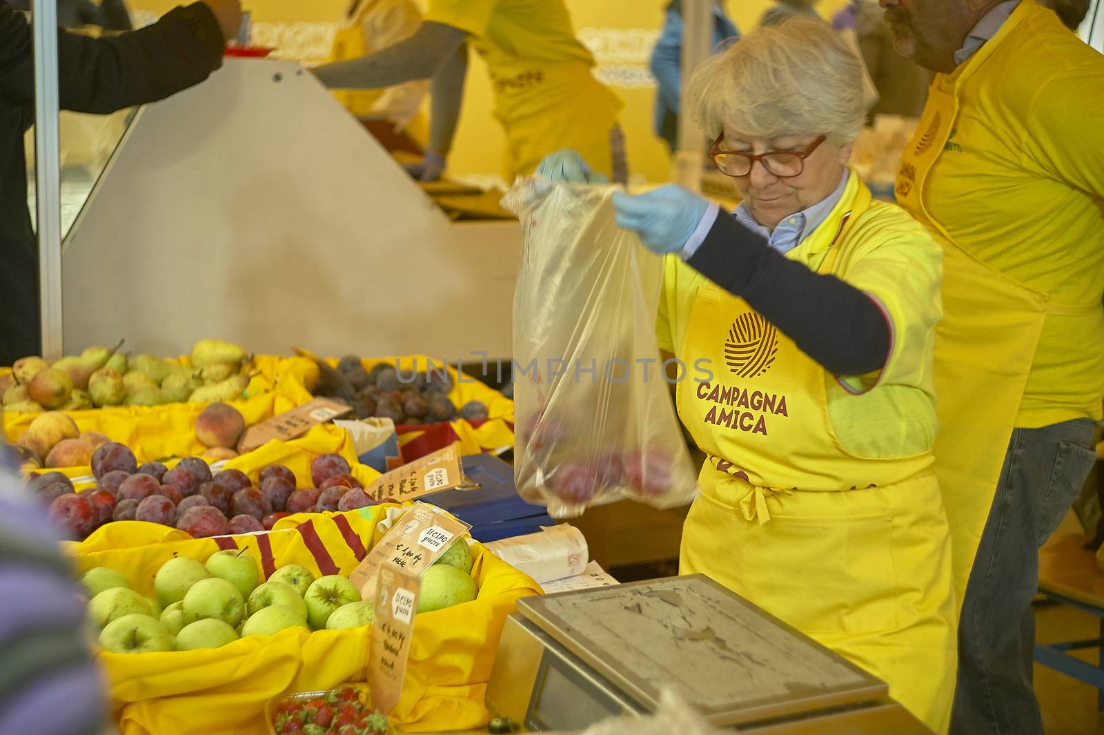 ROVIGO, ITALY 24 MARCH 2020: Fruit and vegetable market organized by Coldiretti and Campagna Amica association