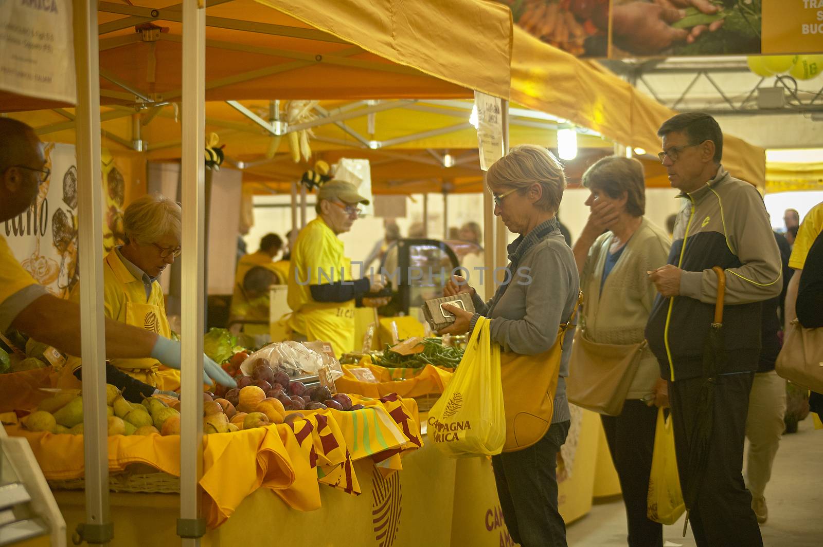 ROVIGO, ITALY 24 MARCH 2020: Fruit and vegetable market organized by Coldiretti and Campagna Amica association