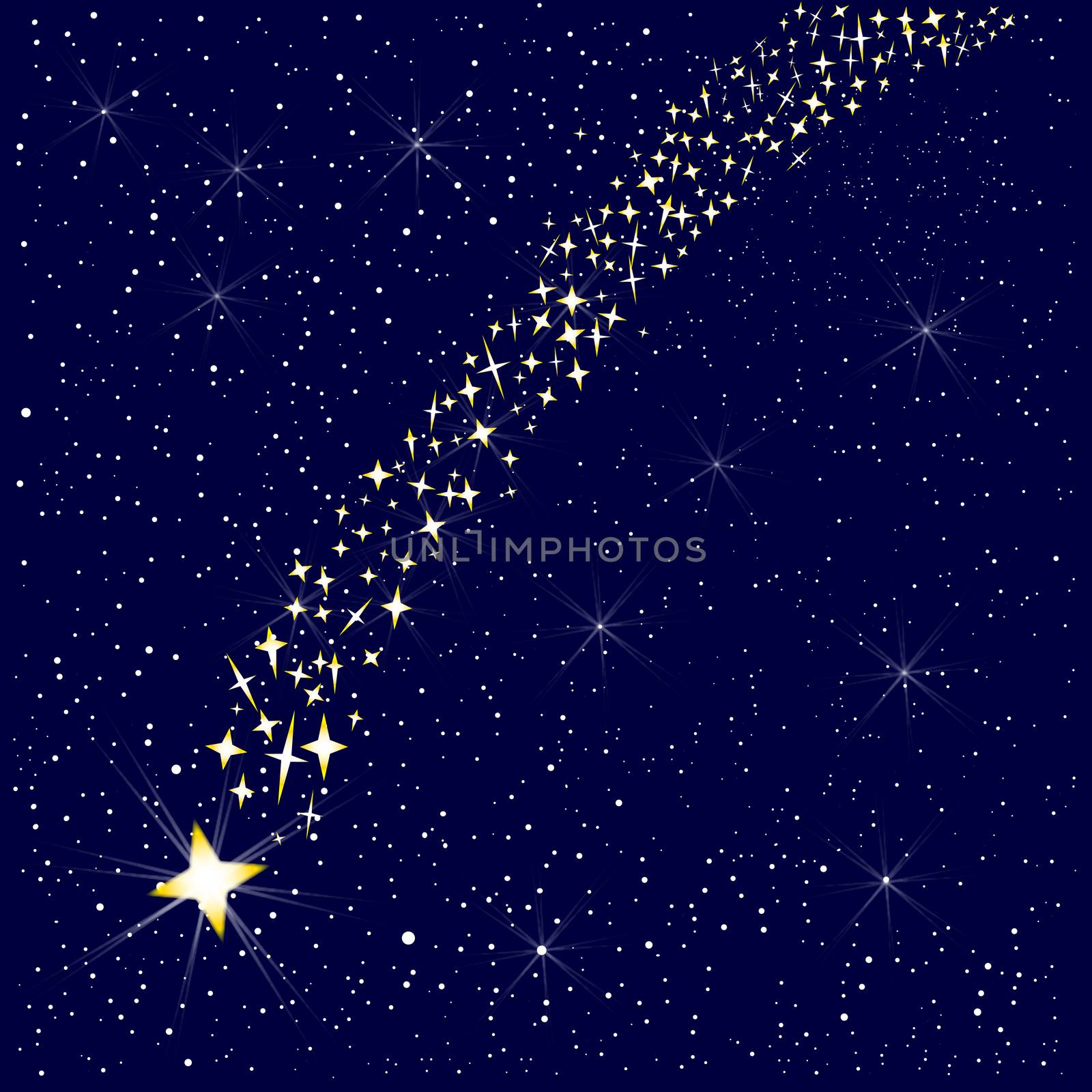 A falling star in the night sky