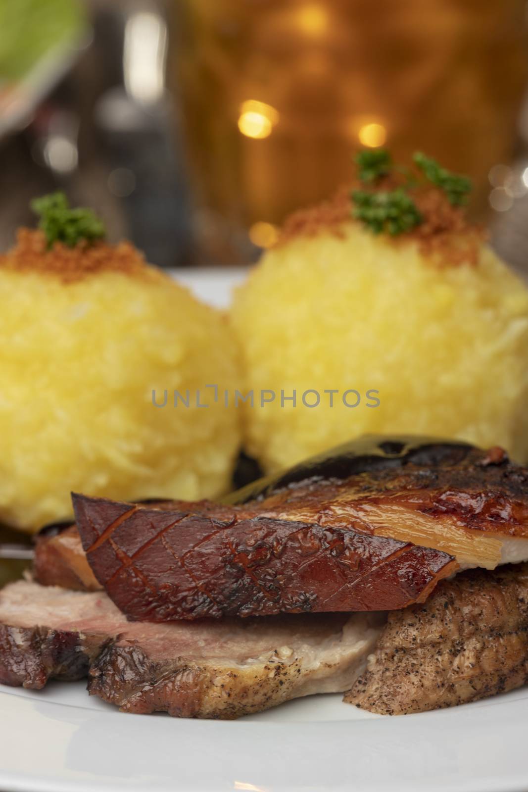 bavarian roasted pork with dumplings