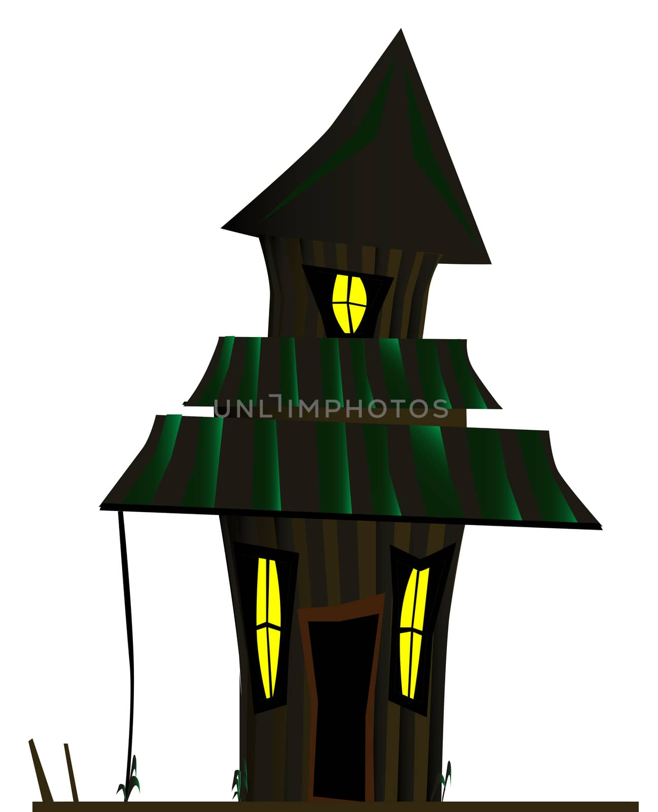 A halloween haunted house isolated over a white background