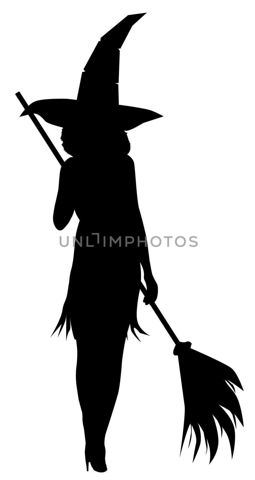 Silhouette of a sexy witch stiletto heels