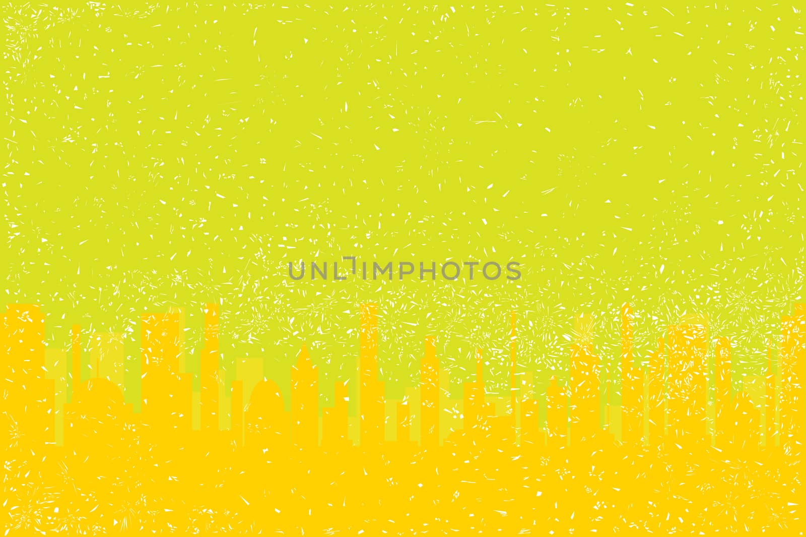 A yellow cityscape with added grunge.